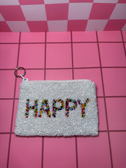 Happy- Beaded Pouch