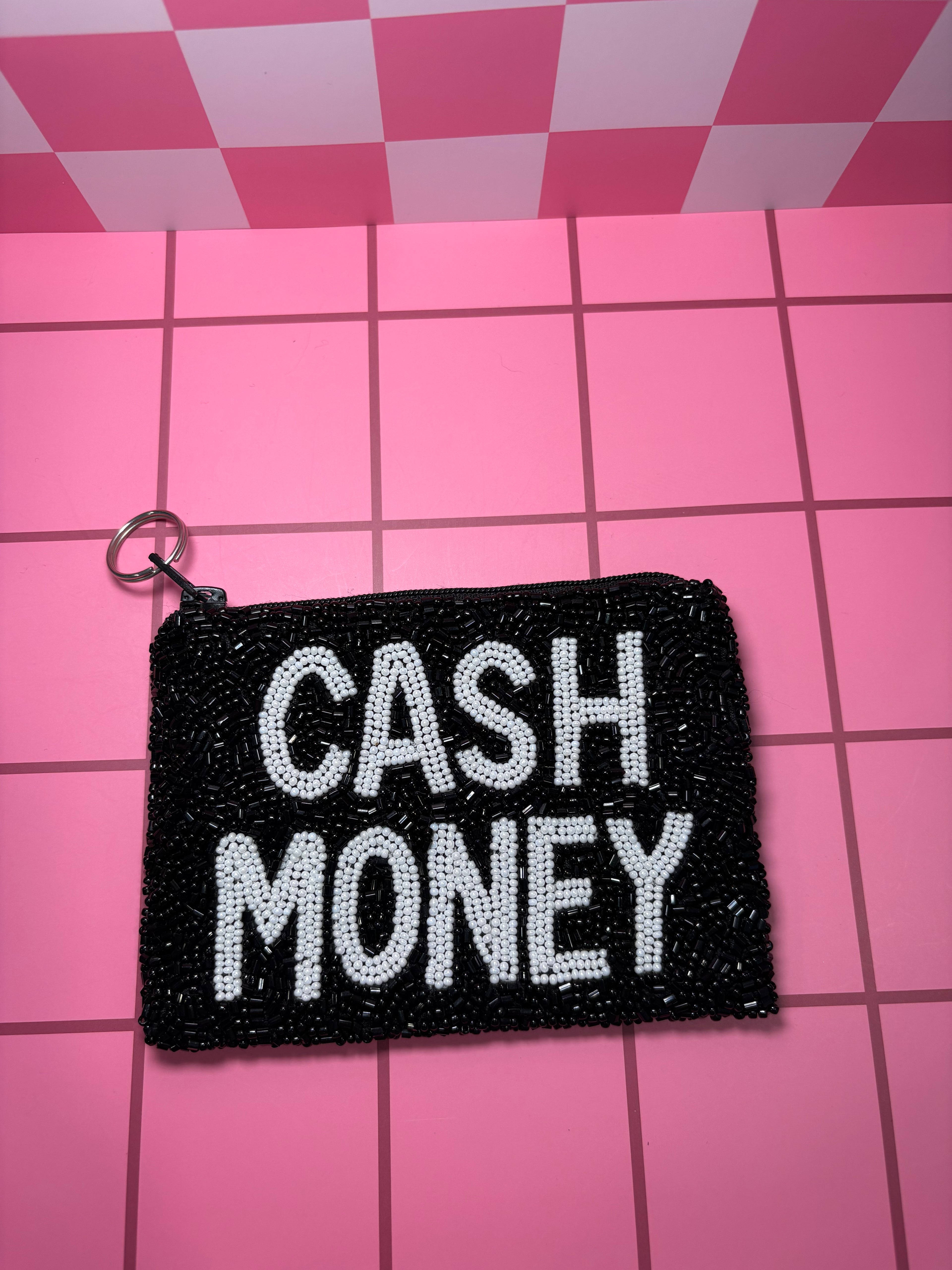 Cash Money- Beaded Pouch in red