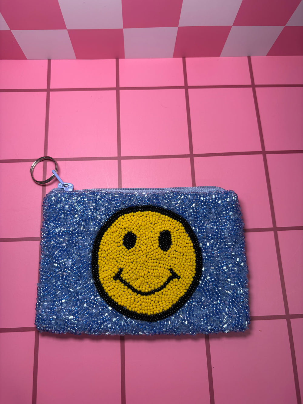 Happy Face - Small Beaded Pouch