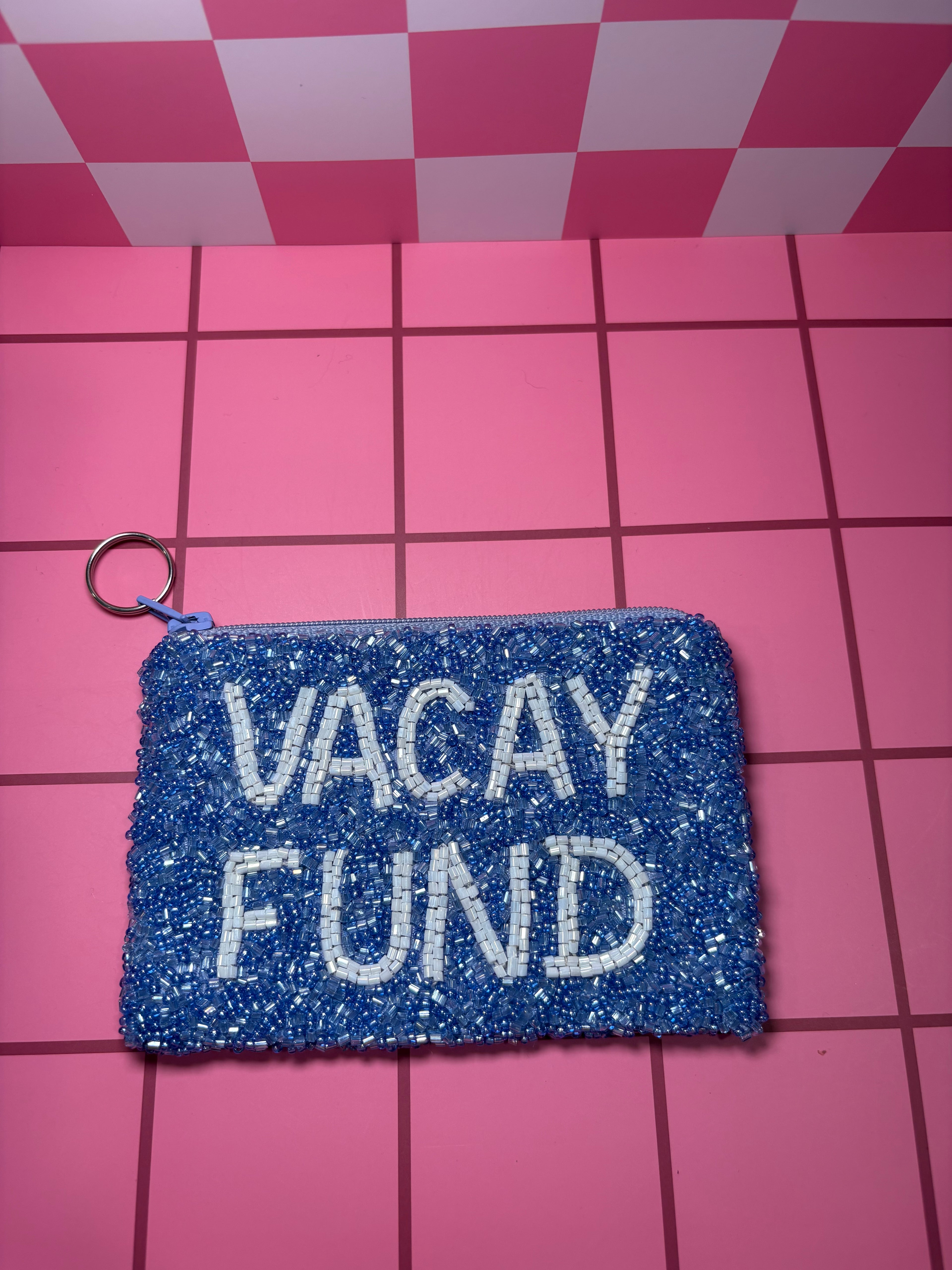 Vacay Fund Beaded Pouch in red