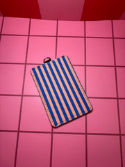 Blue and Peach Stripes - ID Badge Holder with Lanyard