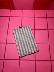 Green and Pink Stripes- ID Badge Holder with Lanyard