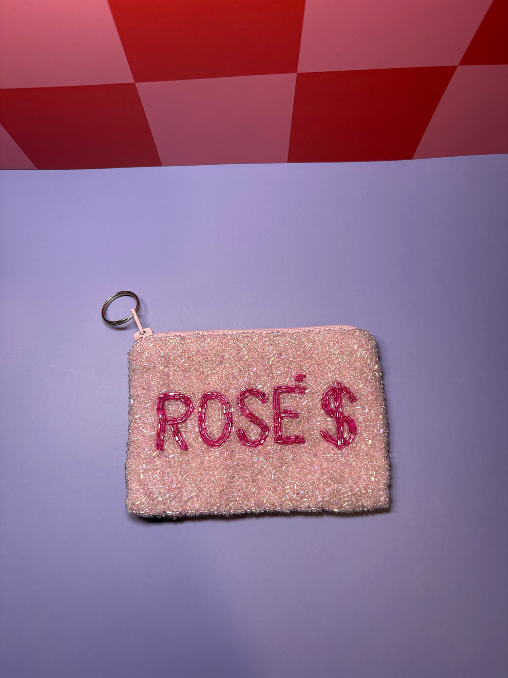 Rose $ - Small Beaded Pouch