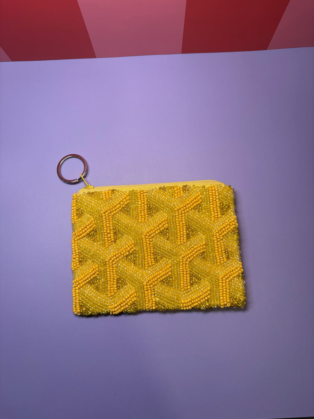 Yellow Lattice - Small Beaded Pouch