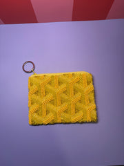 Yellow Lattice - Beaded Pouch