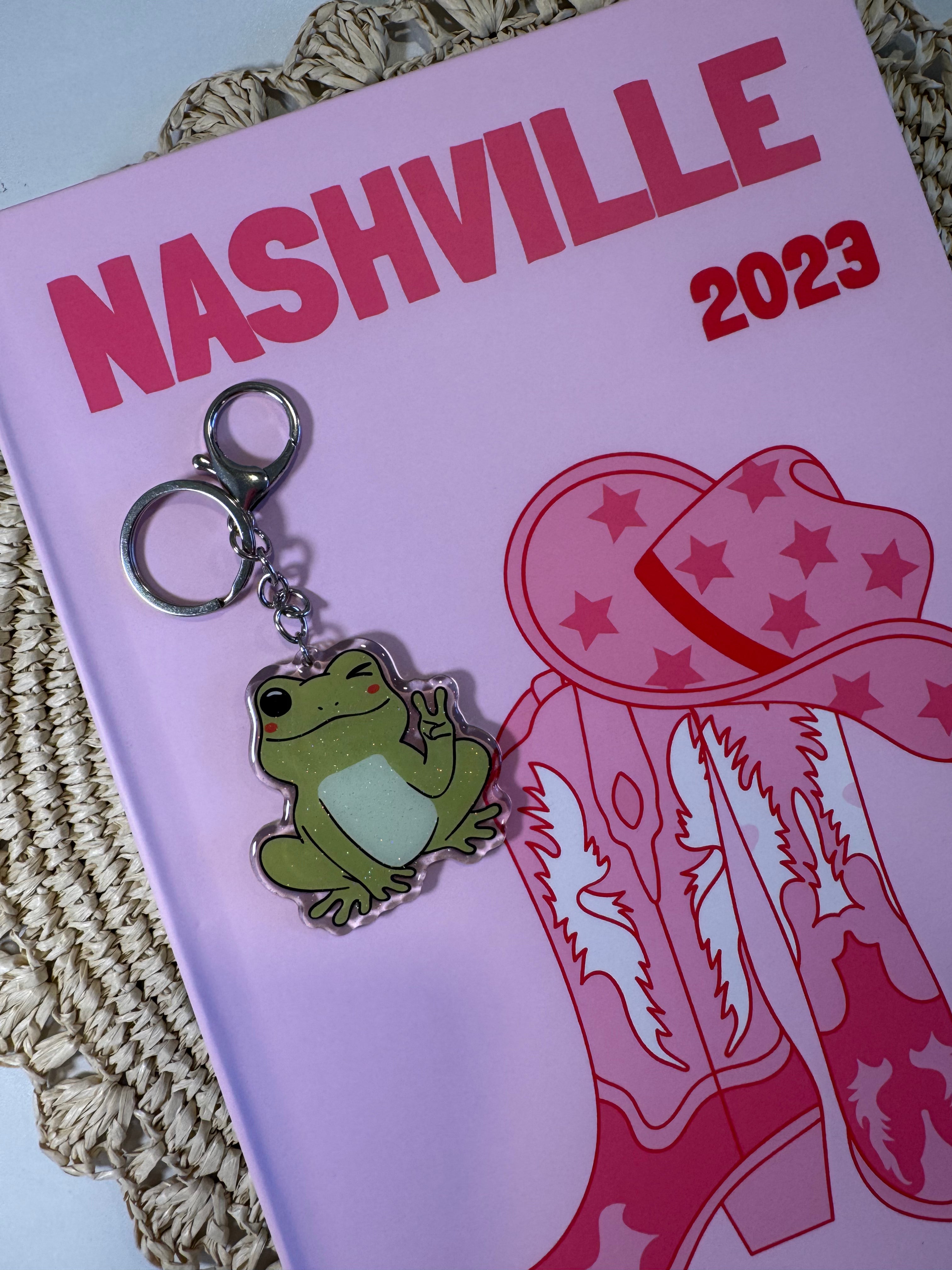 Hippie Frog - Keychain – Please note that the keychain does have glitter