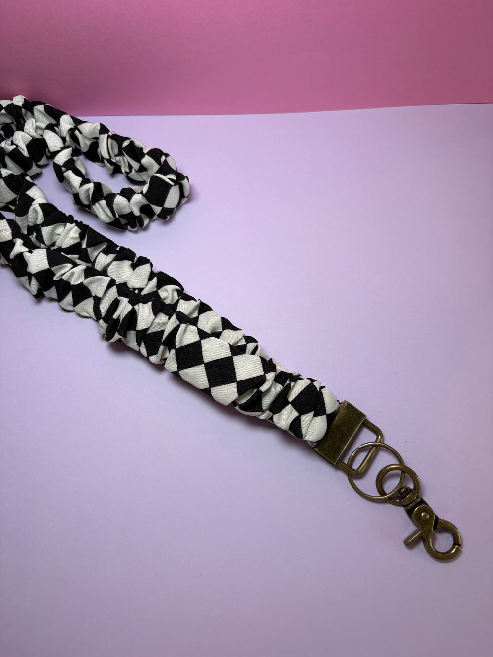 Black and White Checker - Scrunchie Lanyard