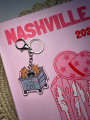 Dumpster Fire Raccoon - Keychain