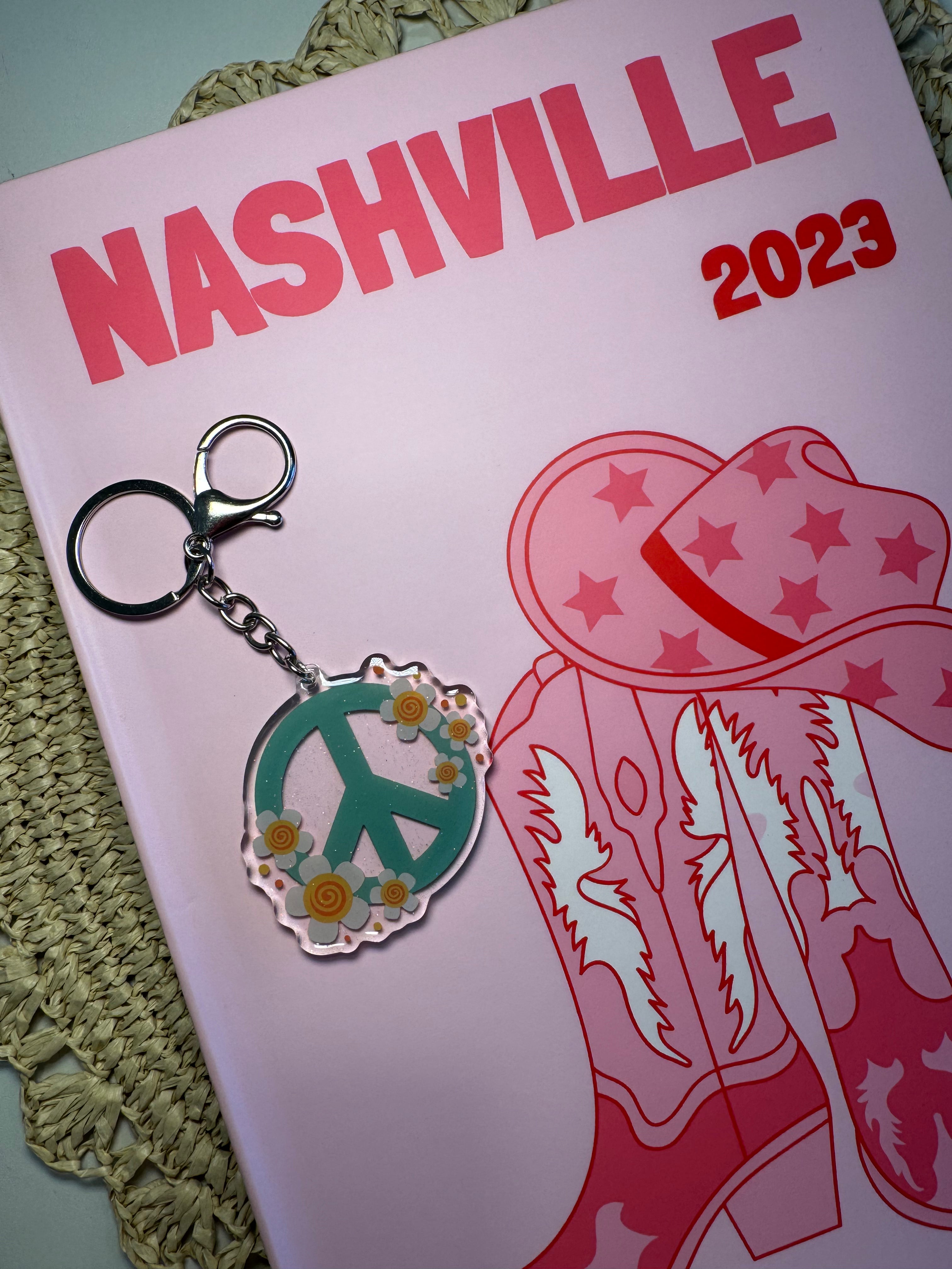 Floral Peace - Keychain – Please note that the keychain does have glitter