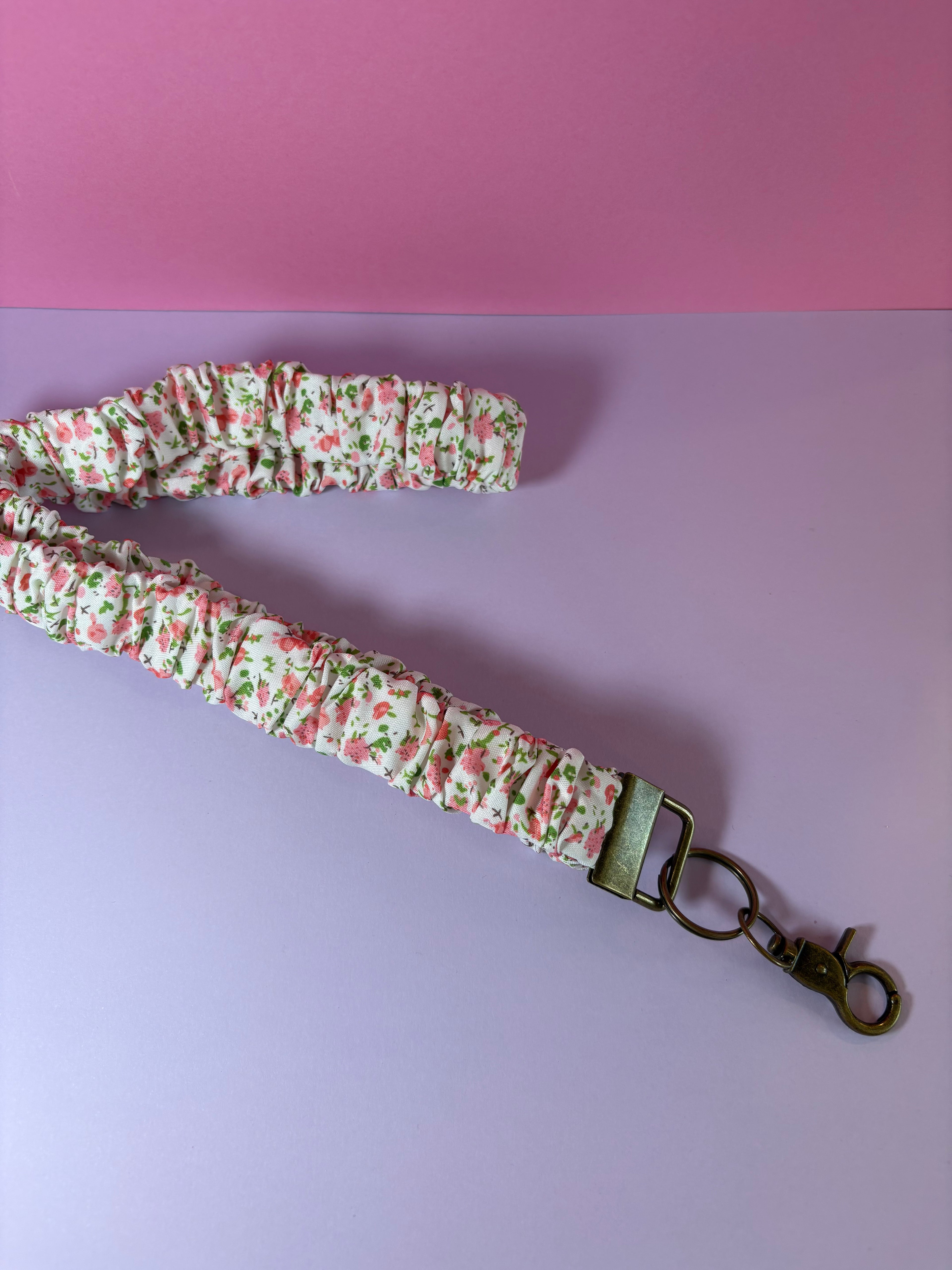 Pink floral lanyard