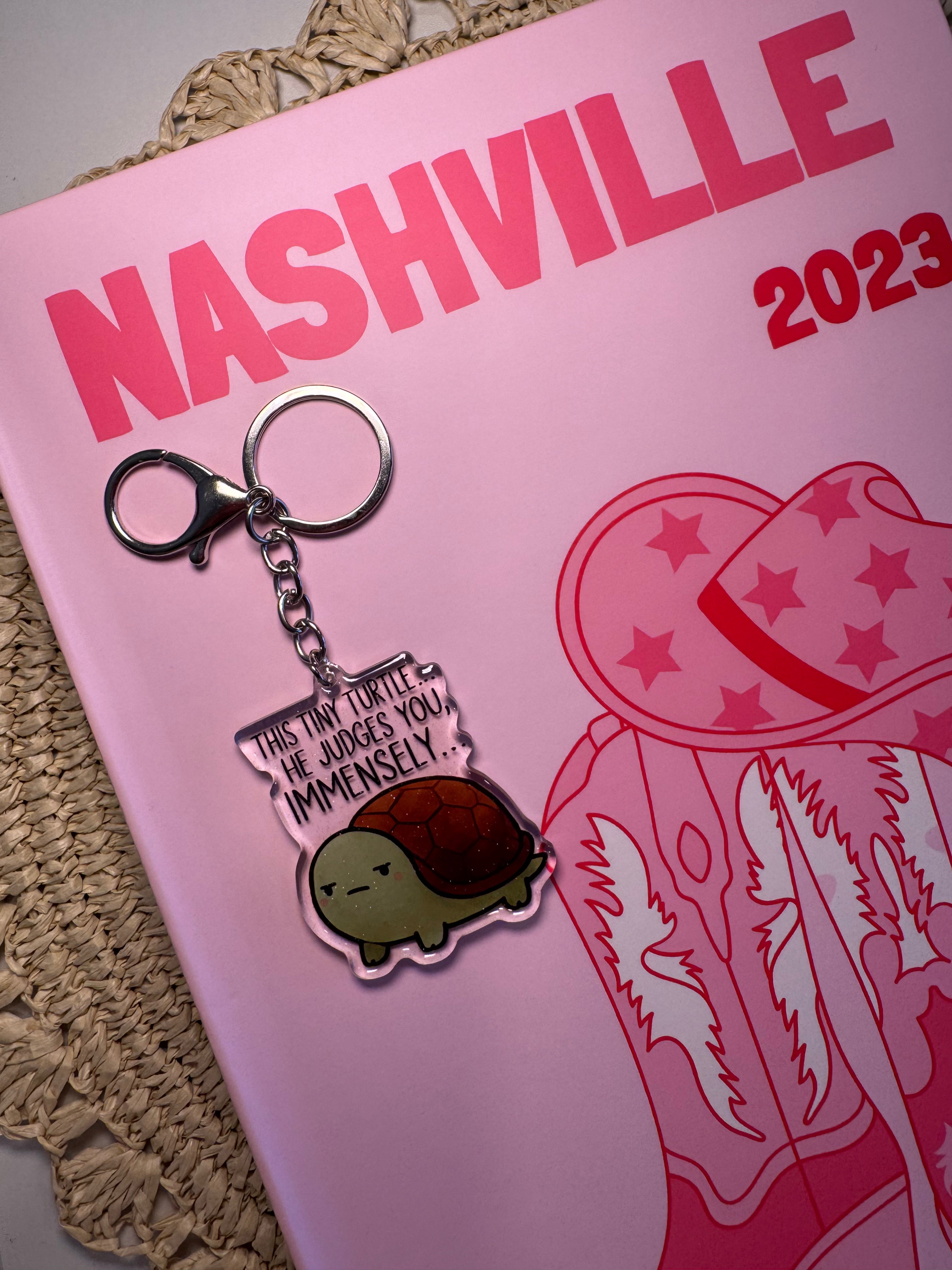 Judgmental Turtle - Keychain – Please note that the keychain does have glitter