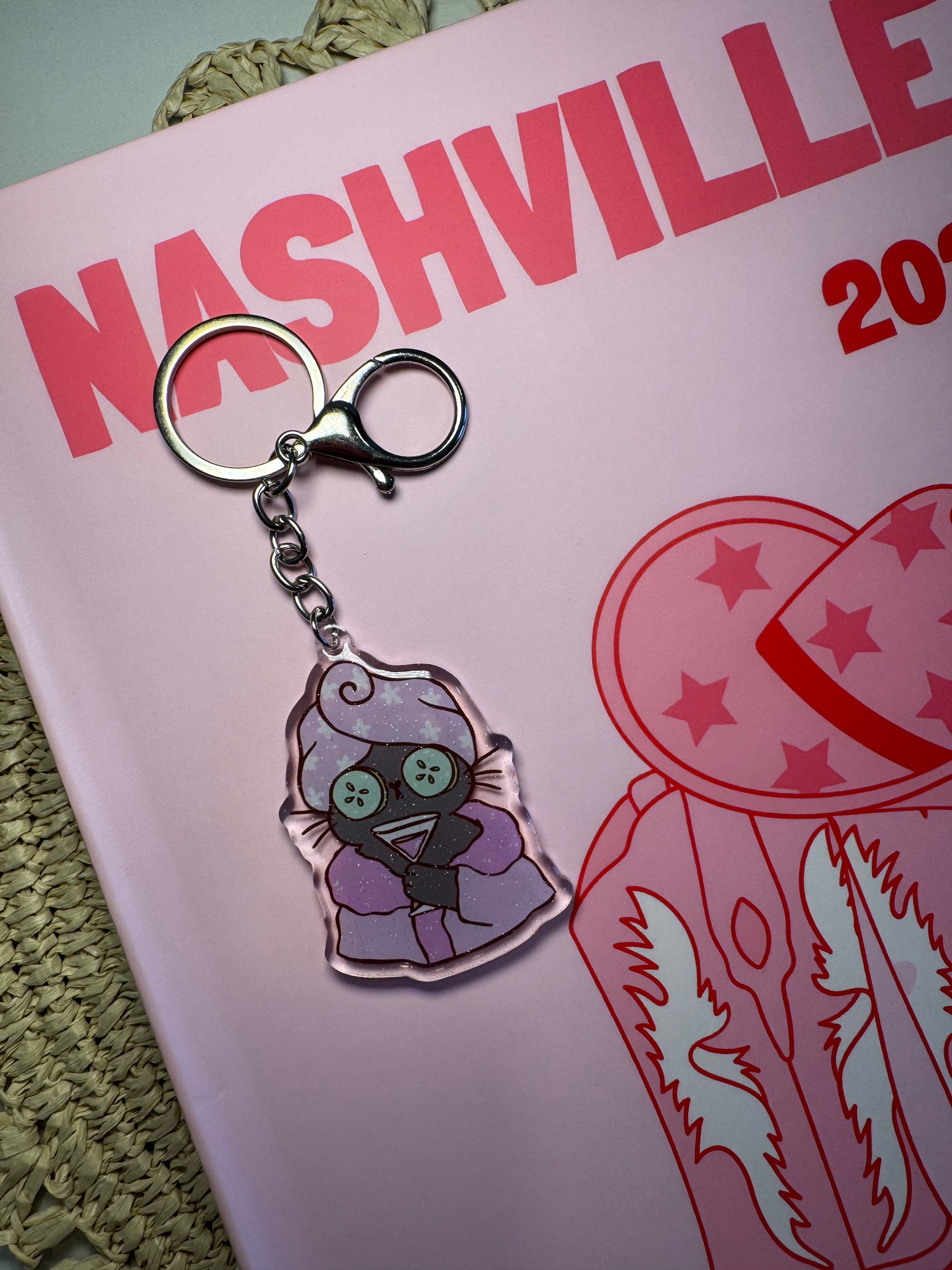 Self-Care Cat - Keychain – Please note that the keychain does have glitter