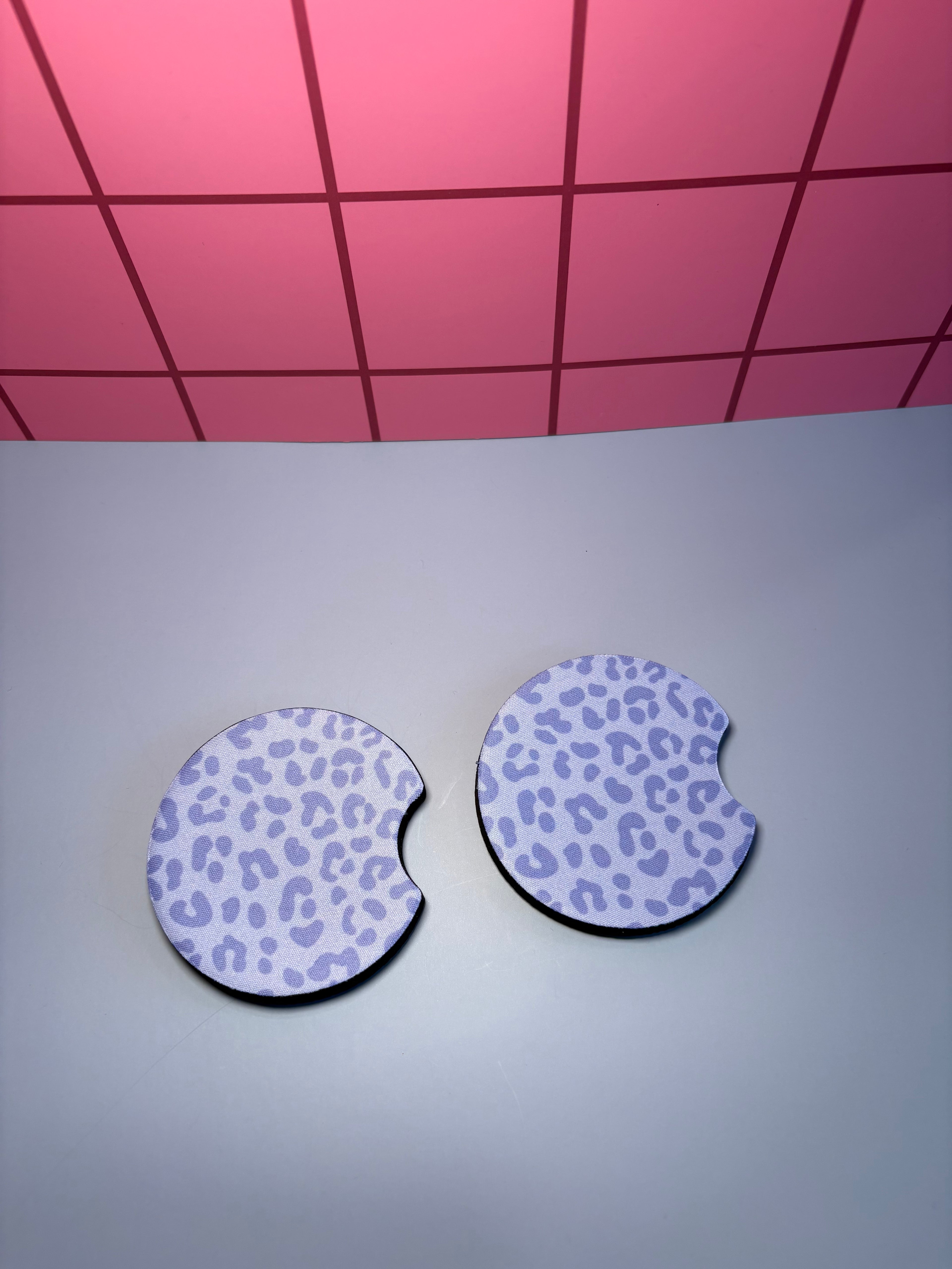 Purple Cheetah - Car Coaster (Pack of 2)