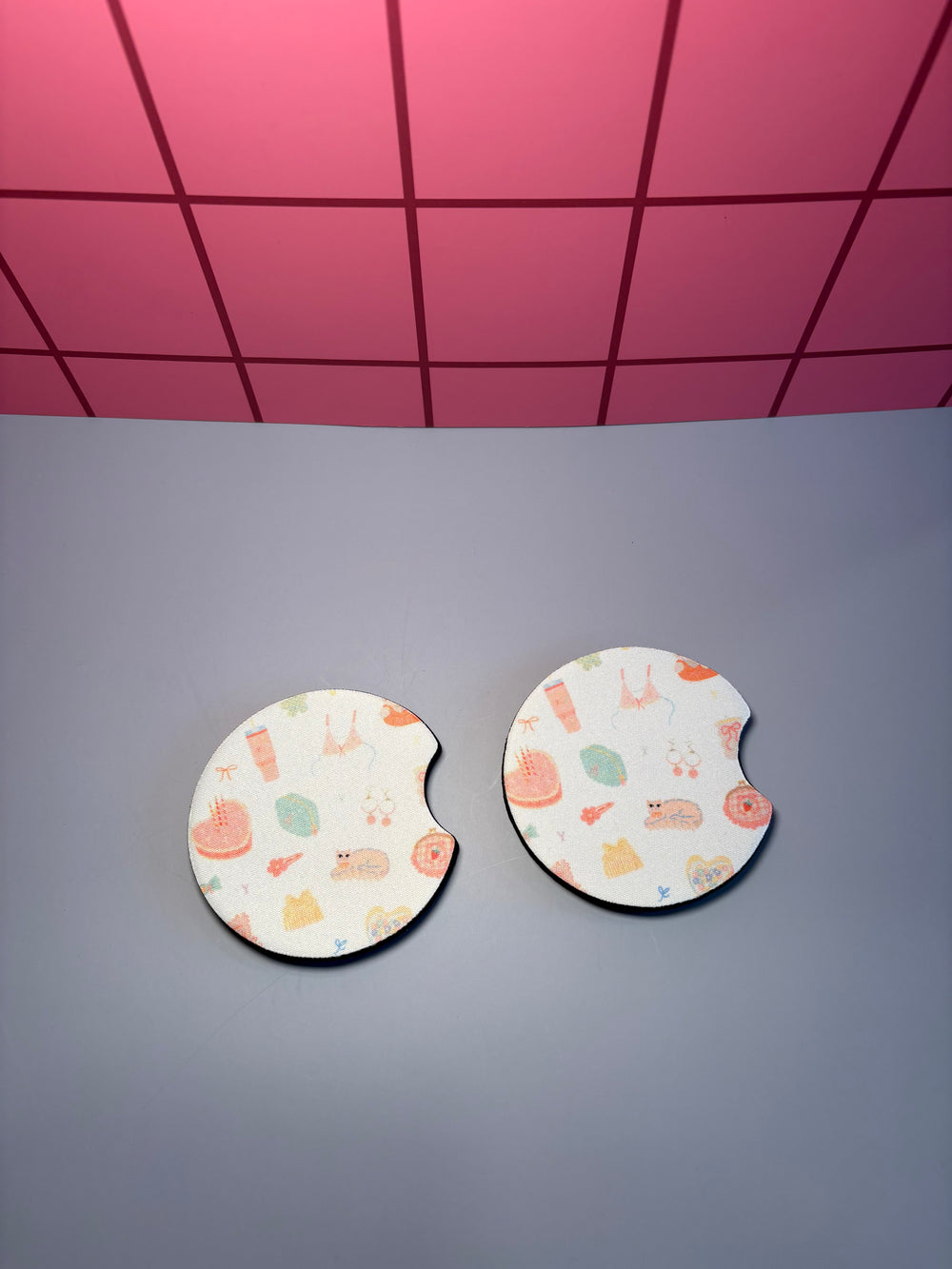 Girly Icons  - Car Coaster (Pack of 2)