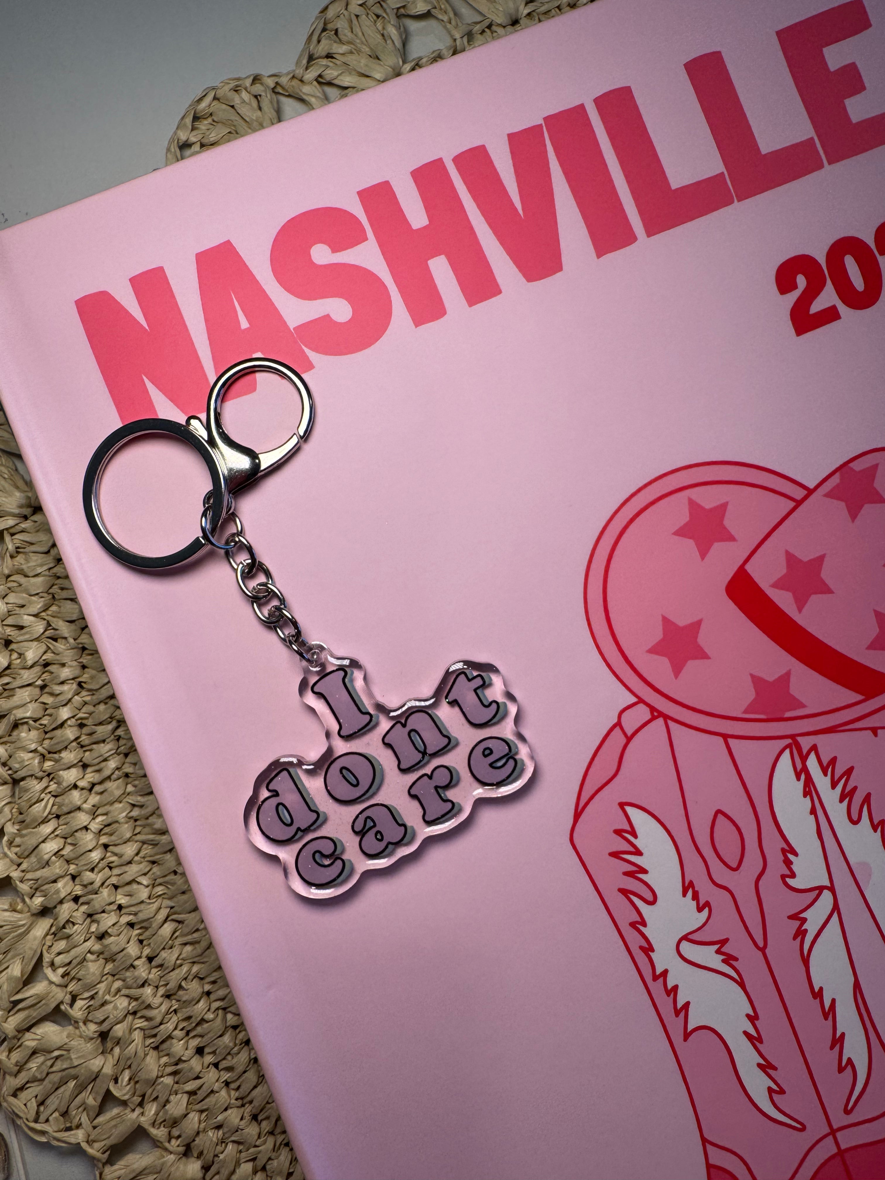 I don't care - Keychain – Please note that the keychain does have glitter