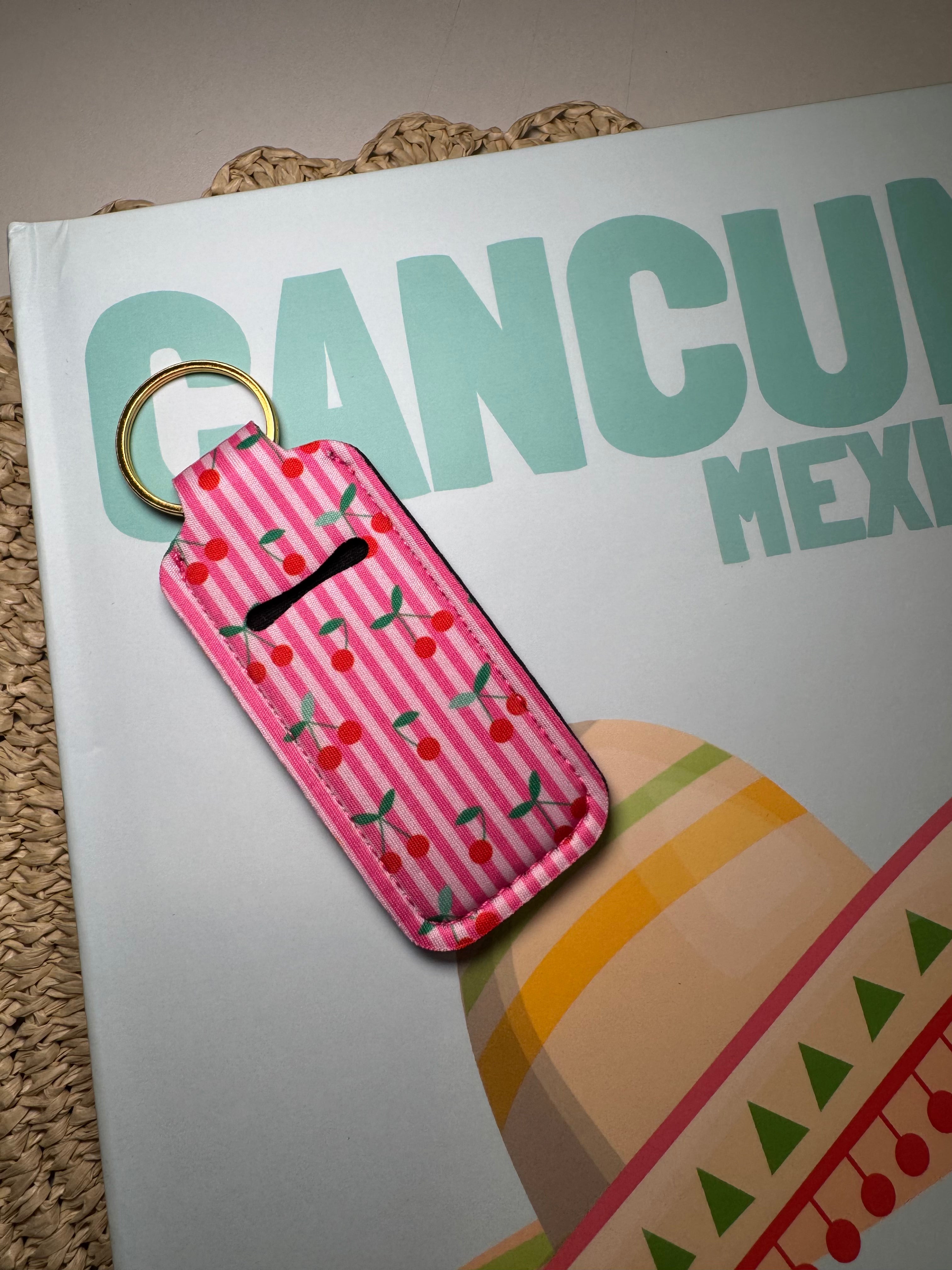 Cherries (Pink) - Chapstick Holder Keychain – Chapstick Holder Keychain All items are final sale