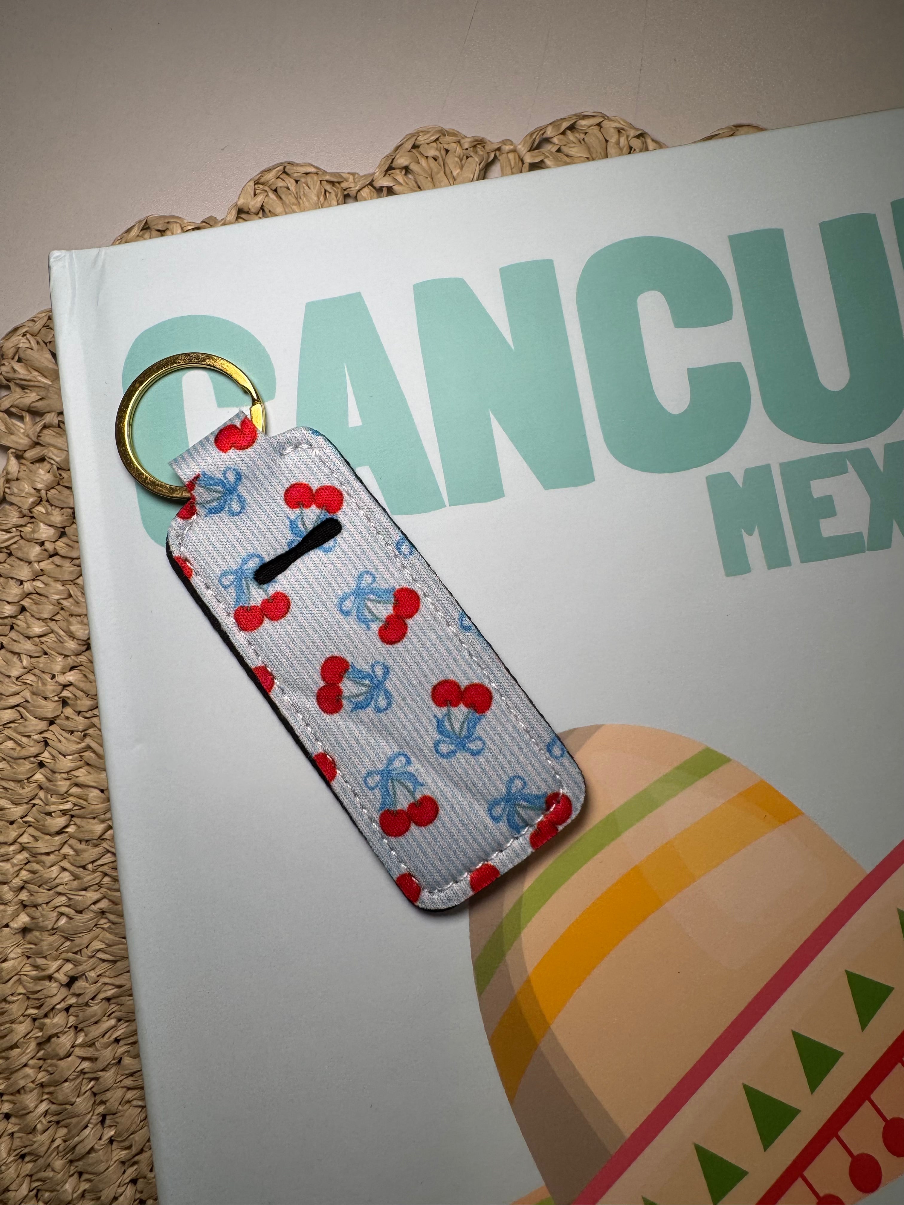 Cherries (Blue) - Chapstick Holder Keychain – Chapstick Holder Keychain All items are final sale