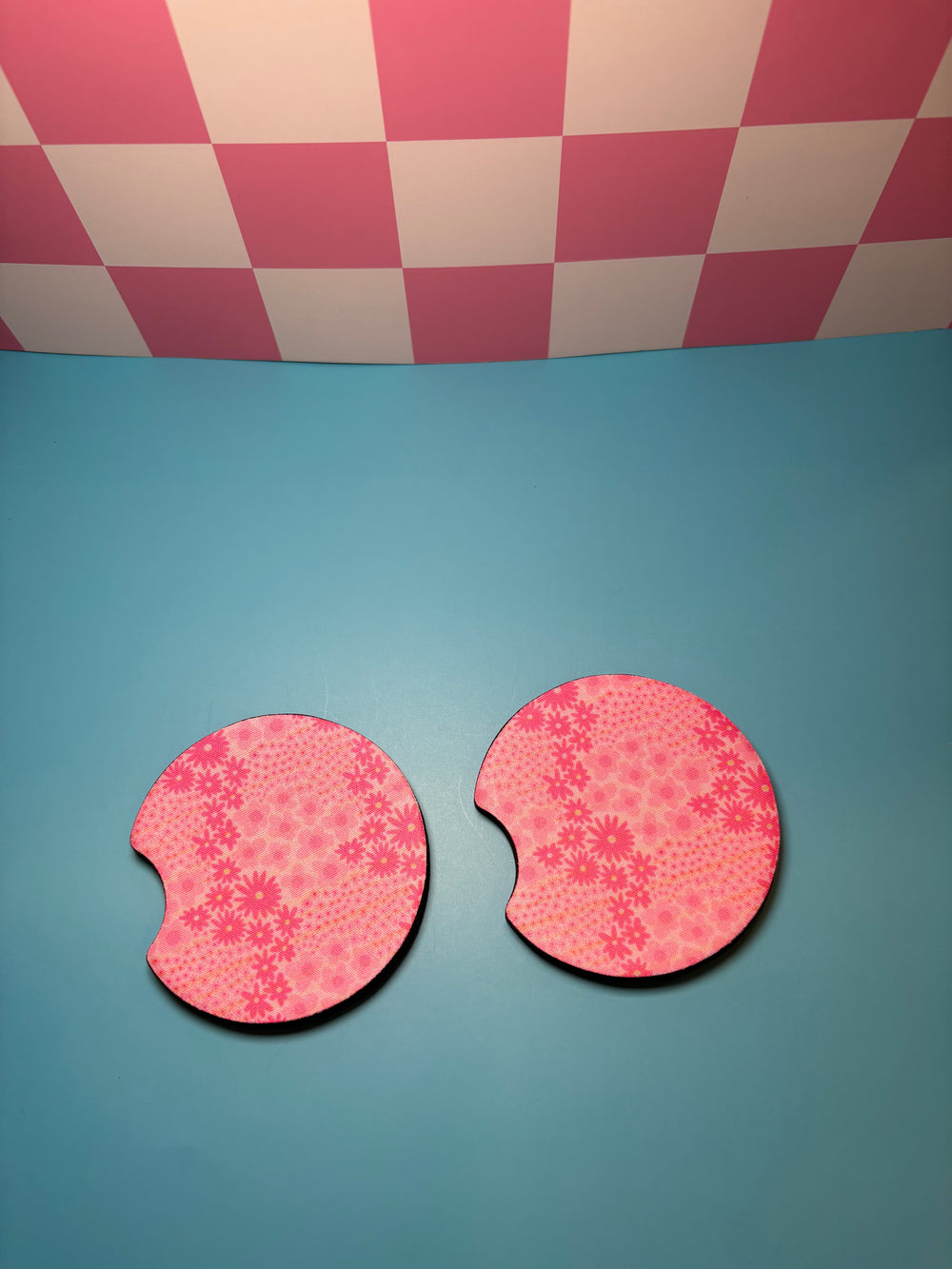 Pink Floral - Car Coaster (Pack of 2)