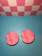 Pink Floral - Car Coaster (Pack of 2)
