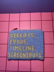 XL Receipts, Proof, Timeline (Pearl) - Beaded Pouch