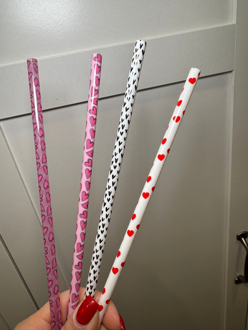 Heart Straws (2- Pink with hearts)