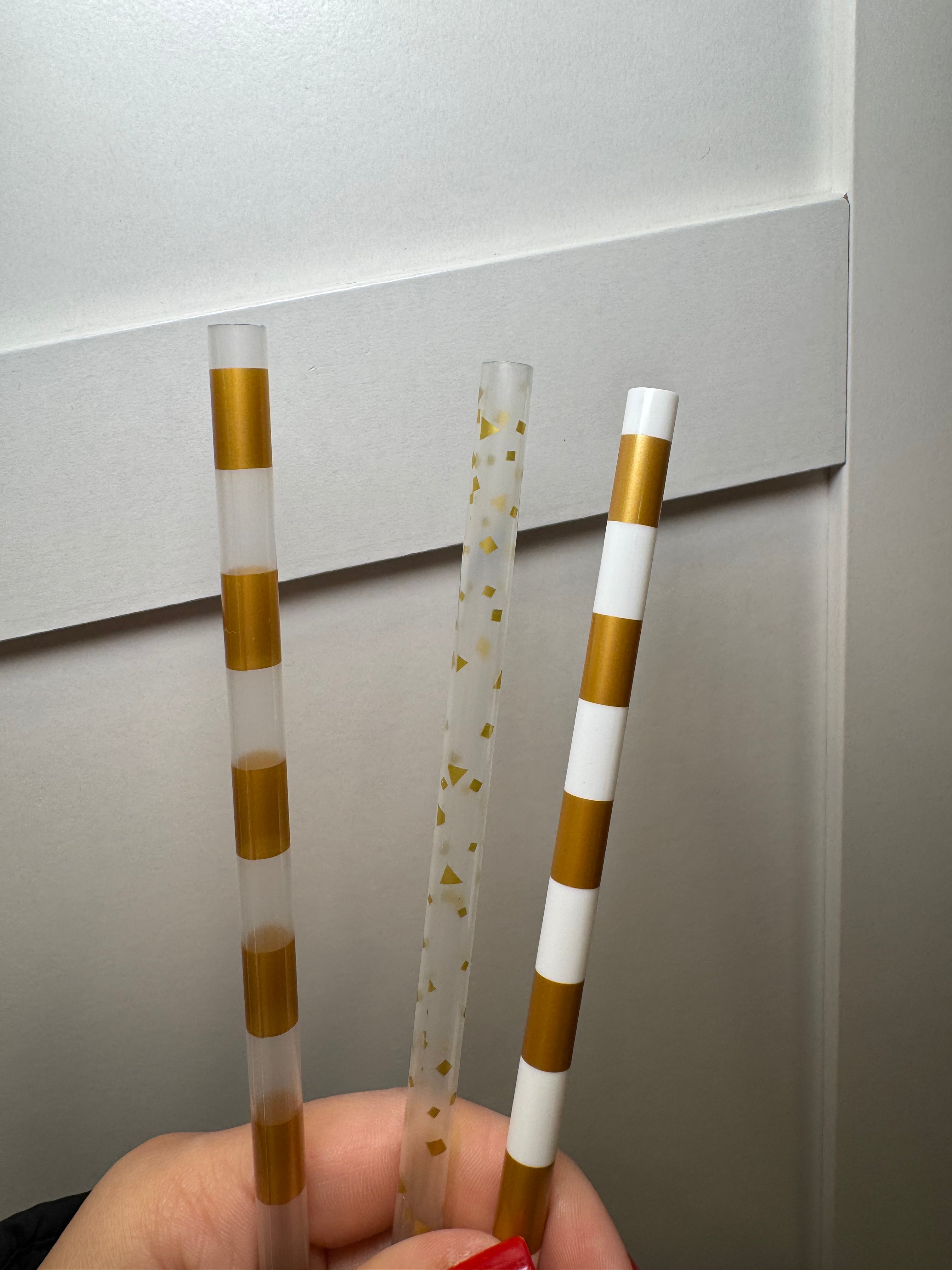 Gold Party Straws (Clear Sparkles)