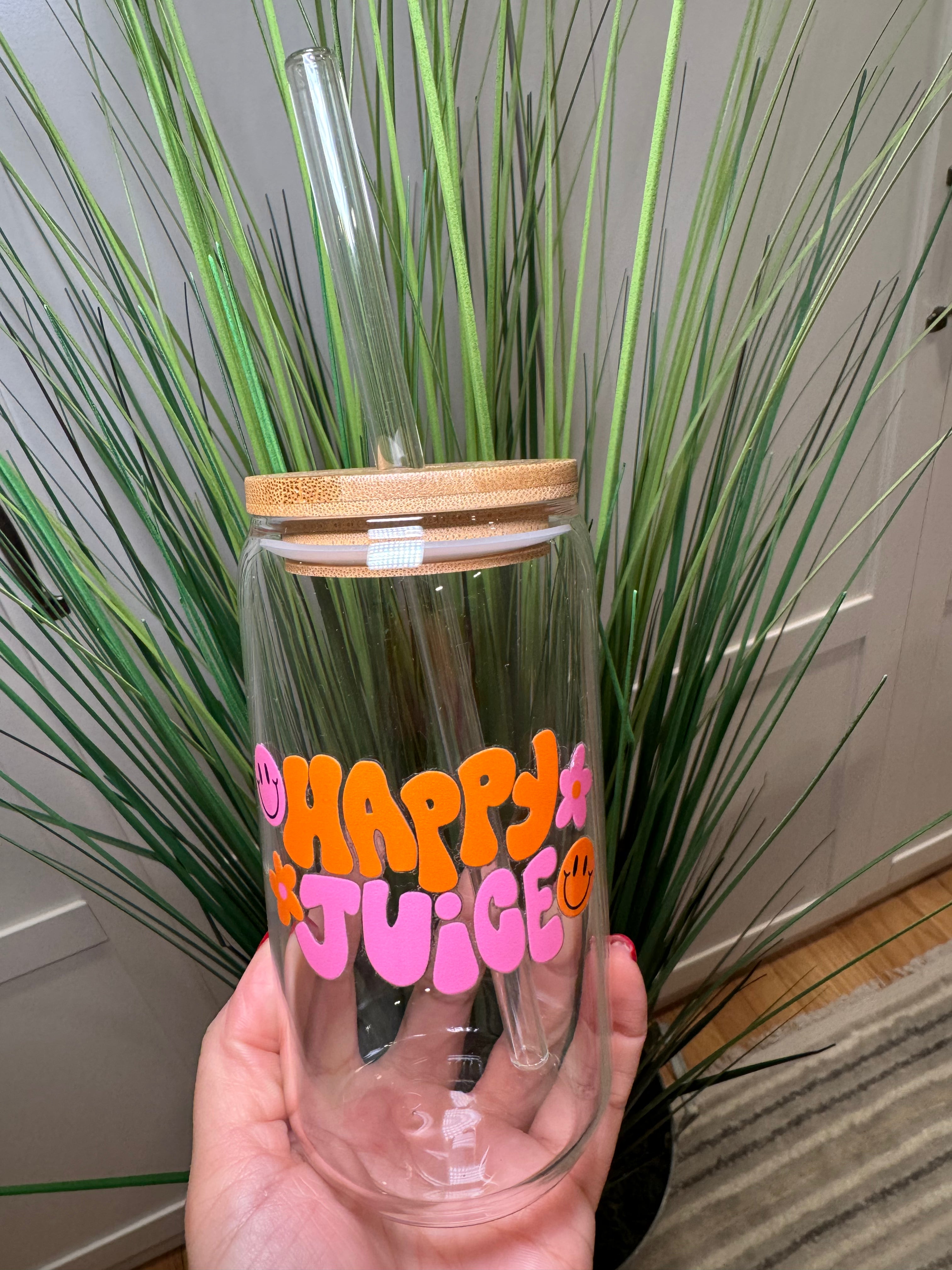 Happy Juice - 16 Oz Glass Can – Hand wash only