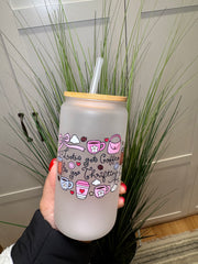 Let's get coffee & go thrifting- 16 Oz Glass Can