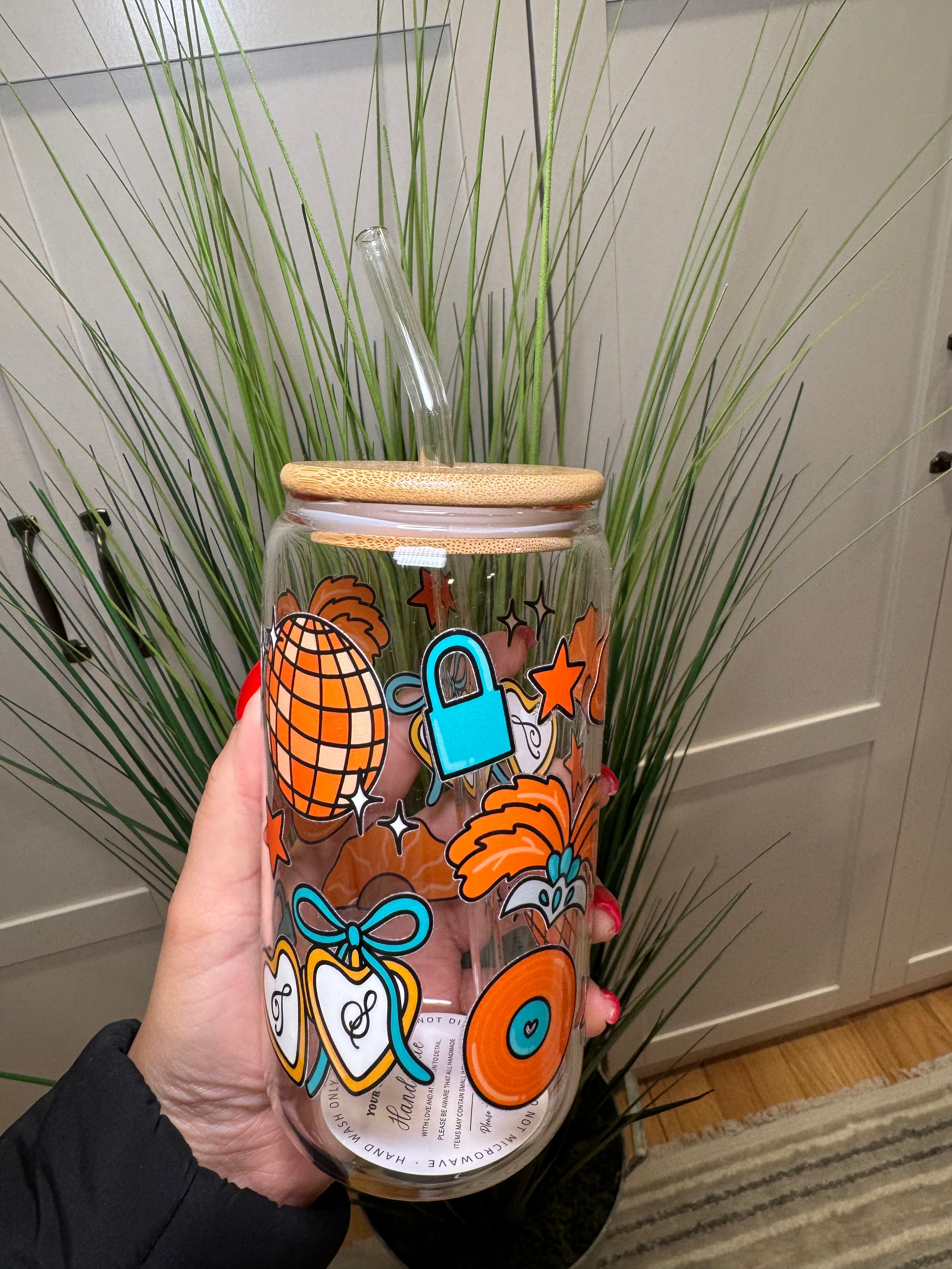 Taylor Swift The Life of. Showgirl Inspired - 16 Oz Glass Can – Hand wash only