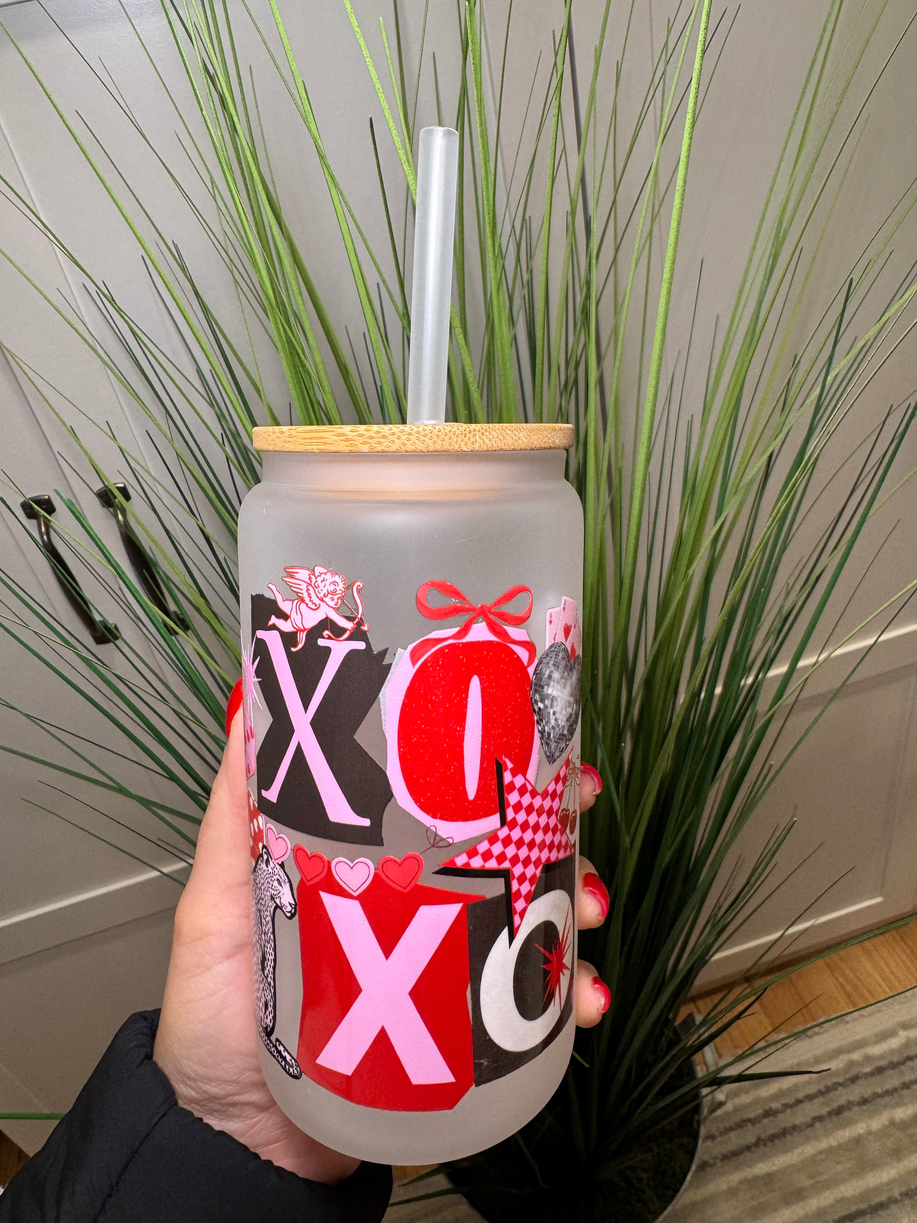 XOXO - 16 Oz Glass Can – Hand wash only