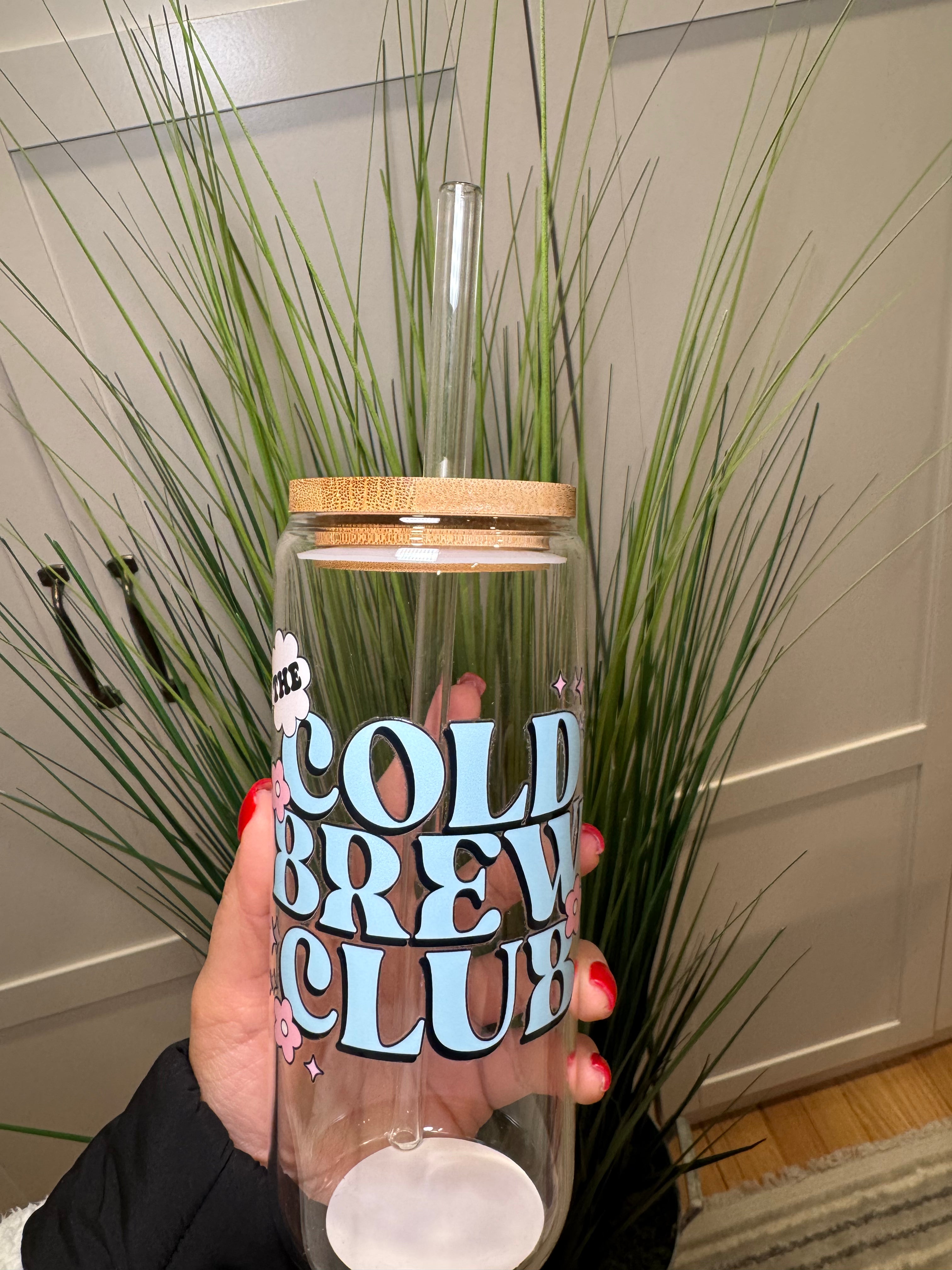 Cold Brew Club- 20 Oz Glass Can – Hand wash only