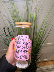 Just A Passenger Princess With Her Iced Coffee - 20 Oz Glass Can