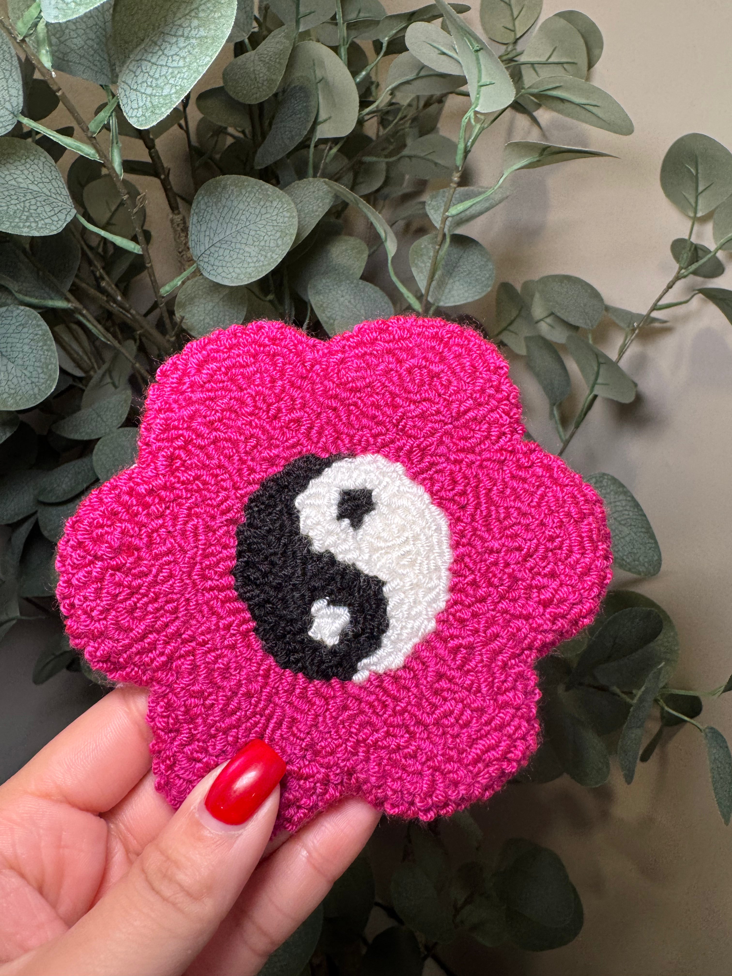 Yin & Yang Flower - Rug Drink Coaster – Spot cleaning recommended