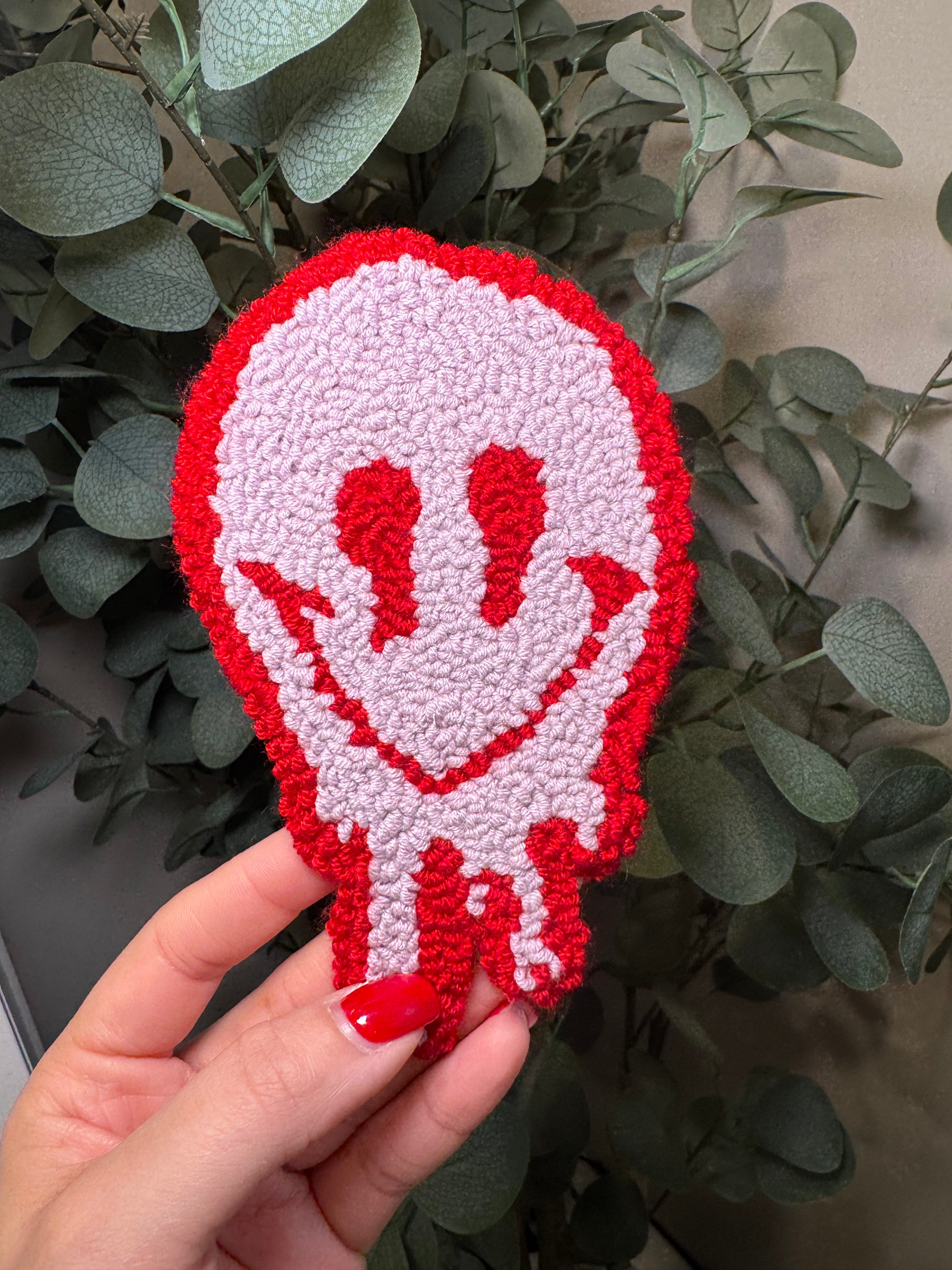 Melting Smiley - Rug Drink Coaster – Spot cleaning recommended