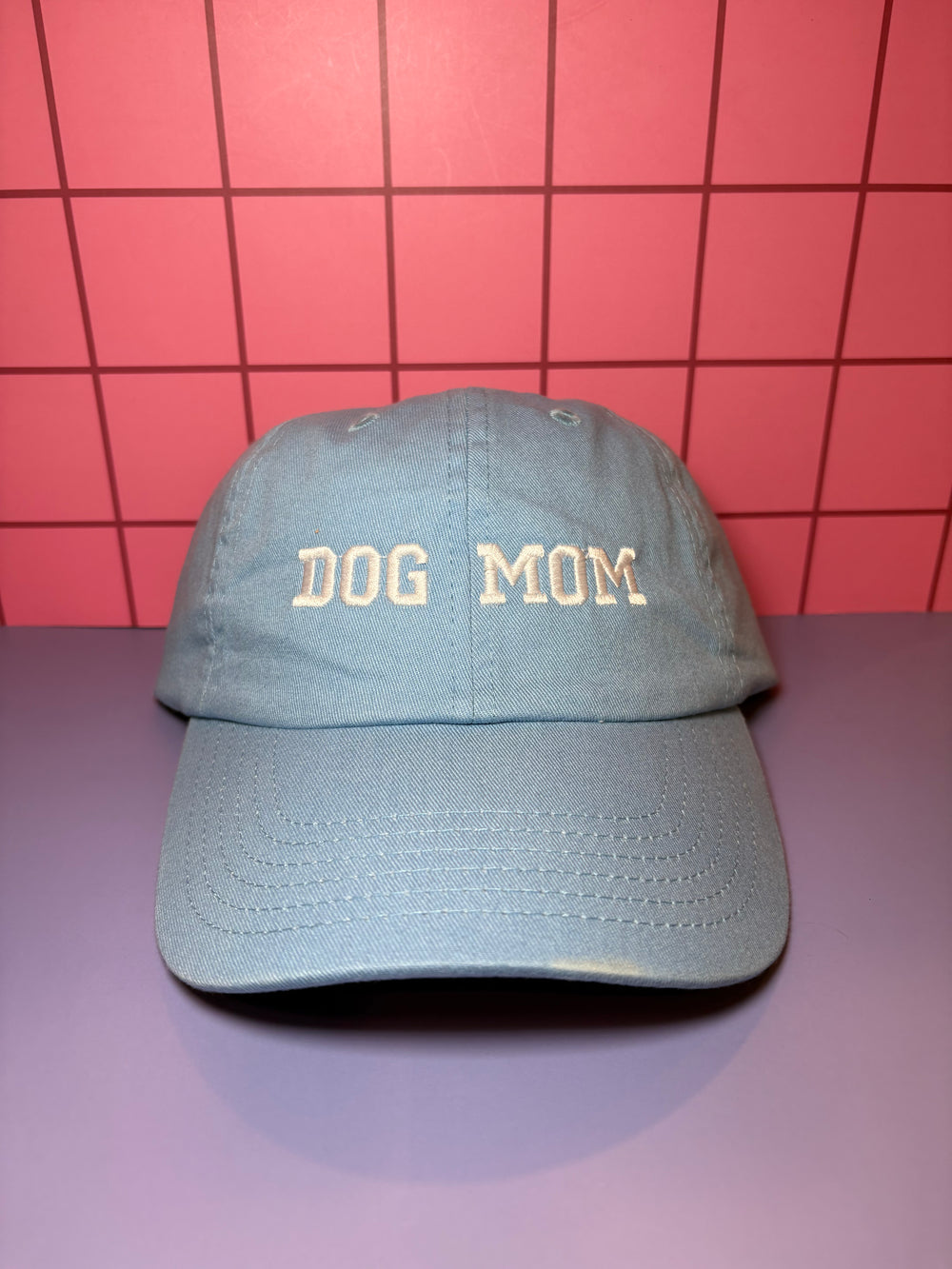 Dog Mom - Light Blue Embroidered Baseball Cap