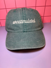 Overstimulated  - Washed Teal Embroidered Baseball Cap