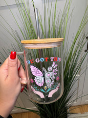 You Got This - Glass Mug with Lid