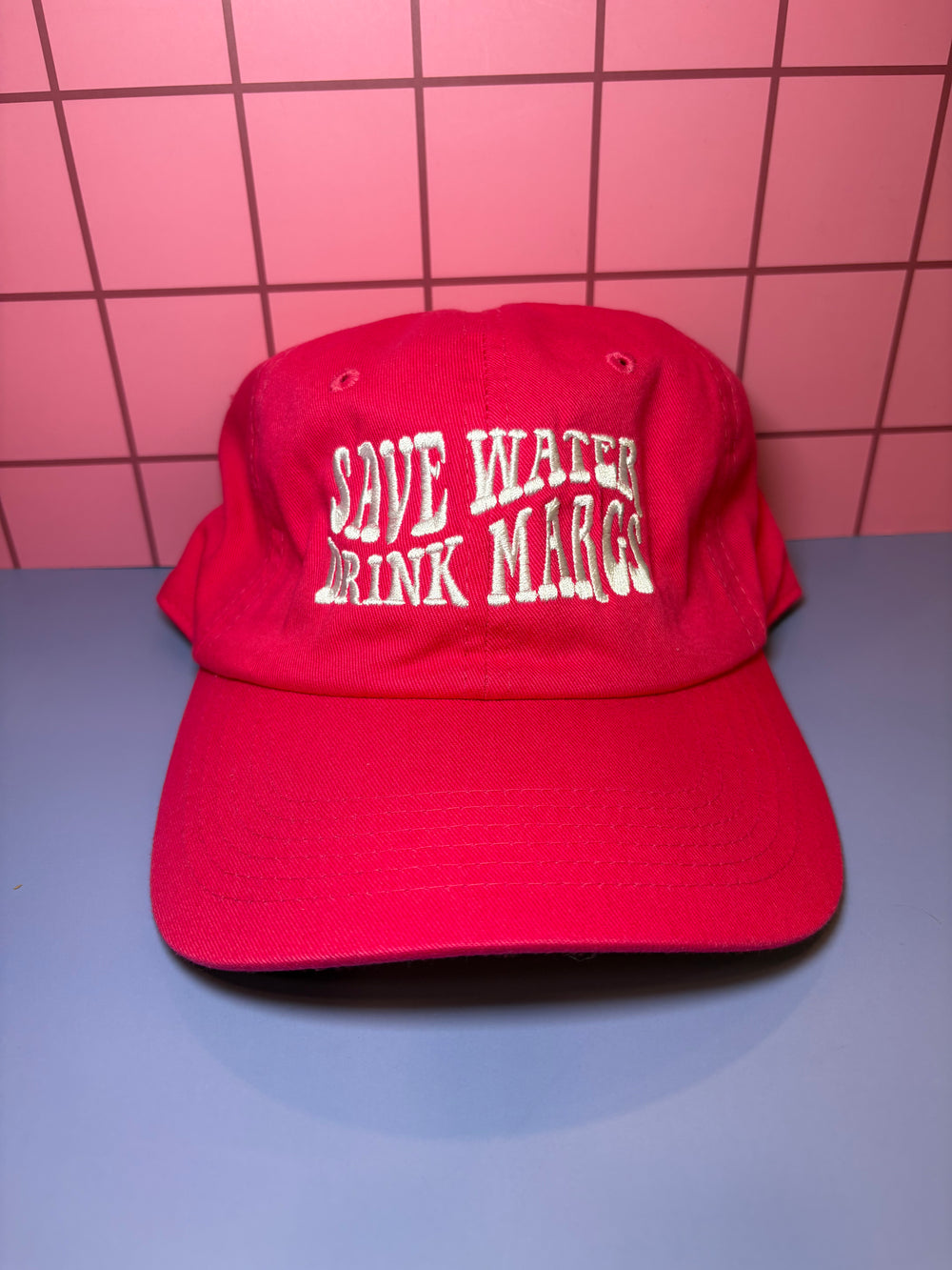 Save water, drink margs - Hot Pink Embroidered Baseball Cap