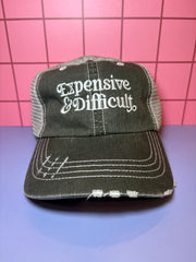 Expensive & Difficult - Denim Gray Embroidered Baseball Cap