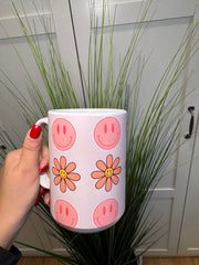 Smiley & Flowers - Ceramic Mug