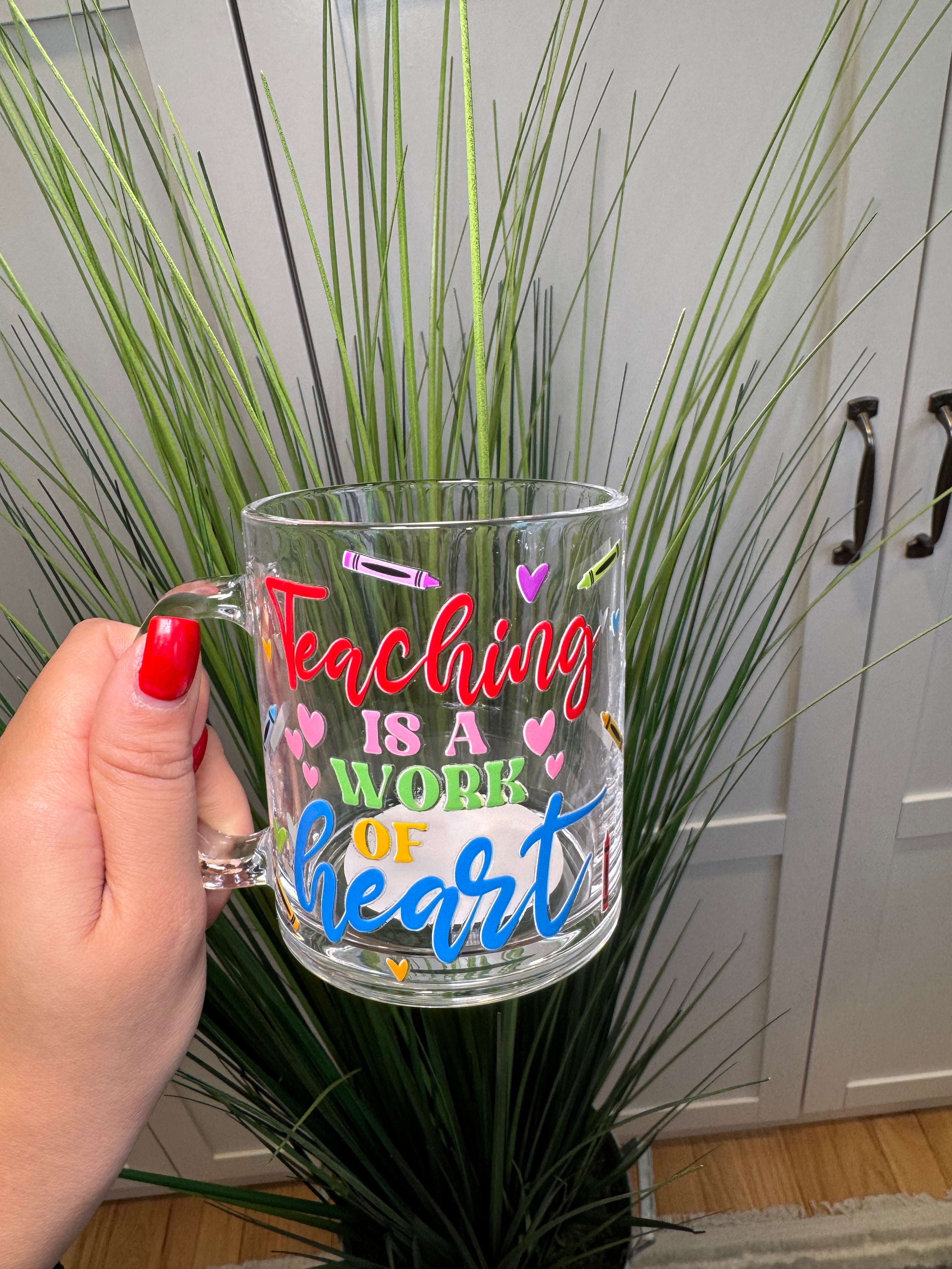 Teaching is a work of heart - Glass Mug