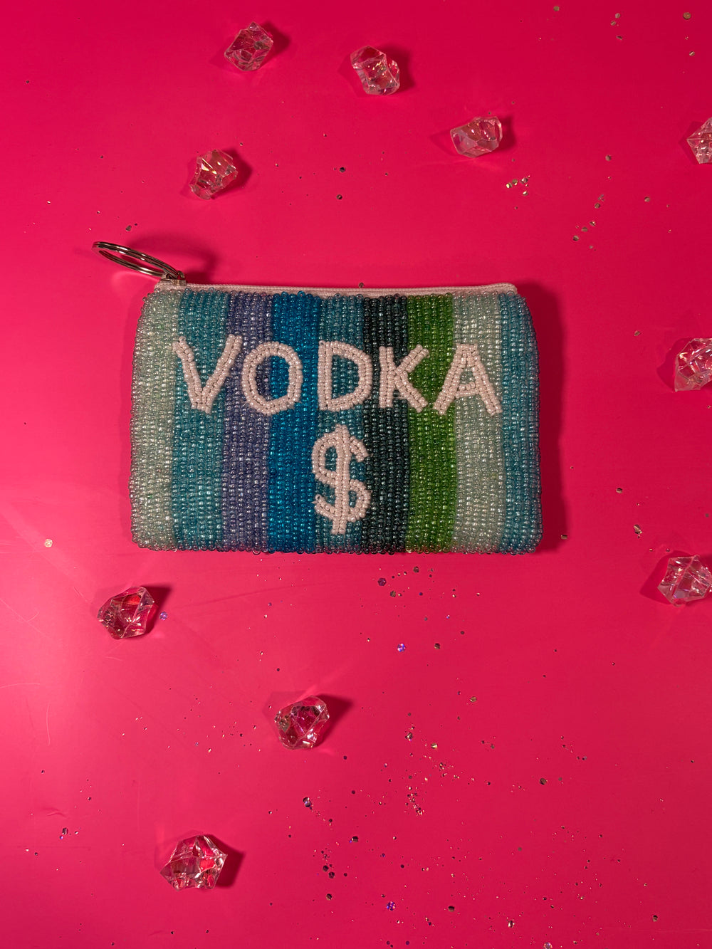 Vodka $ - Small Beaded Pouch