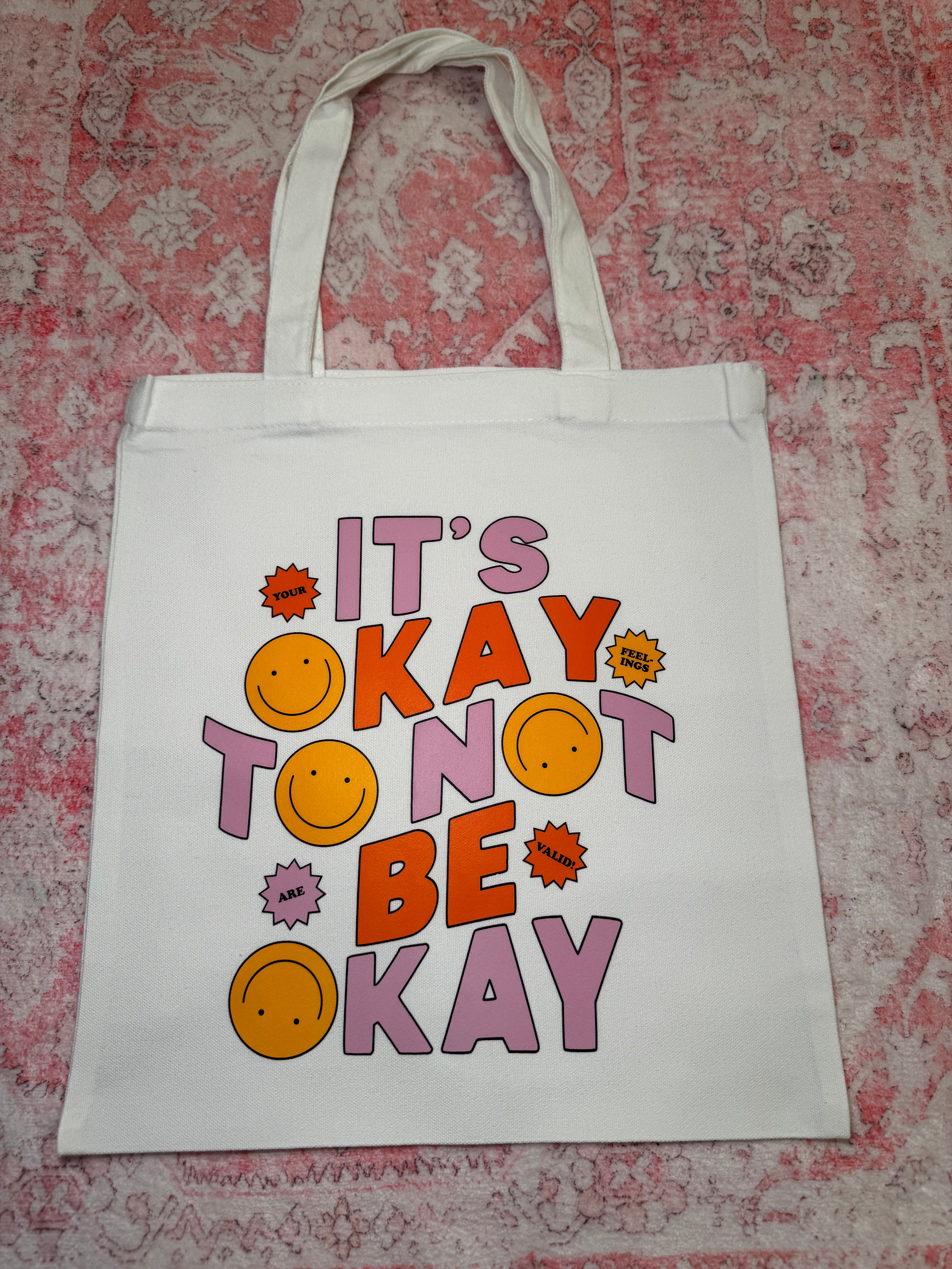 It's Okay to Not Be Okay - Small Tote – It's Okay to Not Be Okay - Small white tote