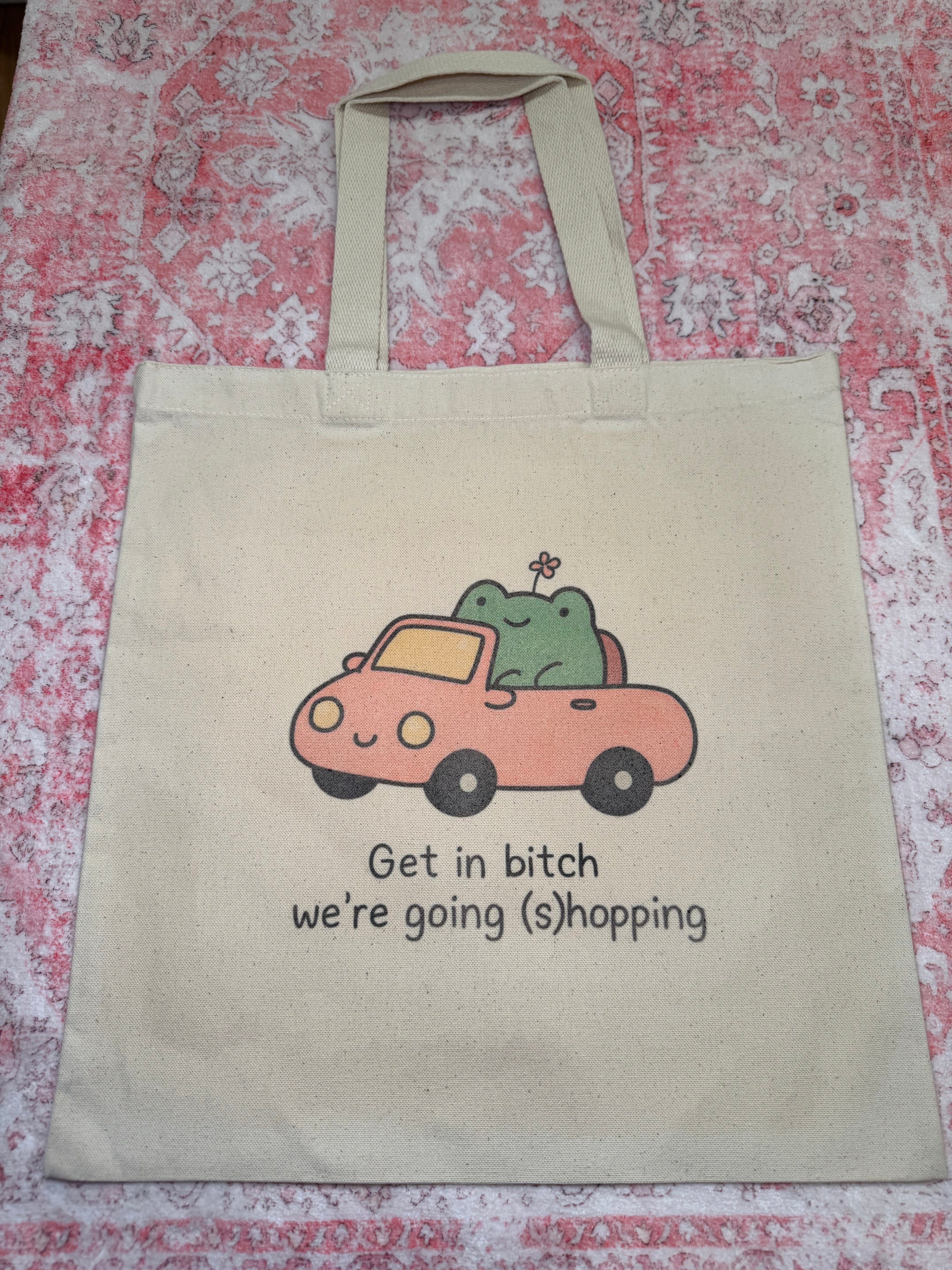 Get In Bitch We're Going (S)hopping - Medium Tote – Get In Bitch We're Going (S)hopping - Medium beige tote