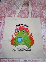 Burnt Out but Optimistic - Medium Tote