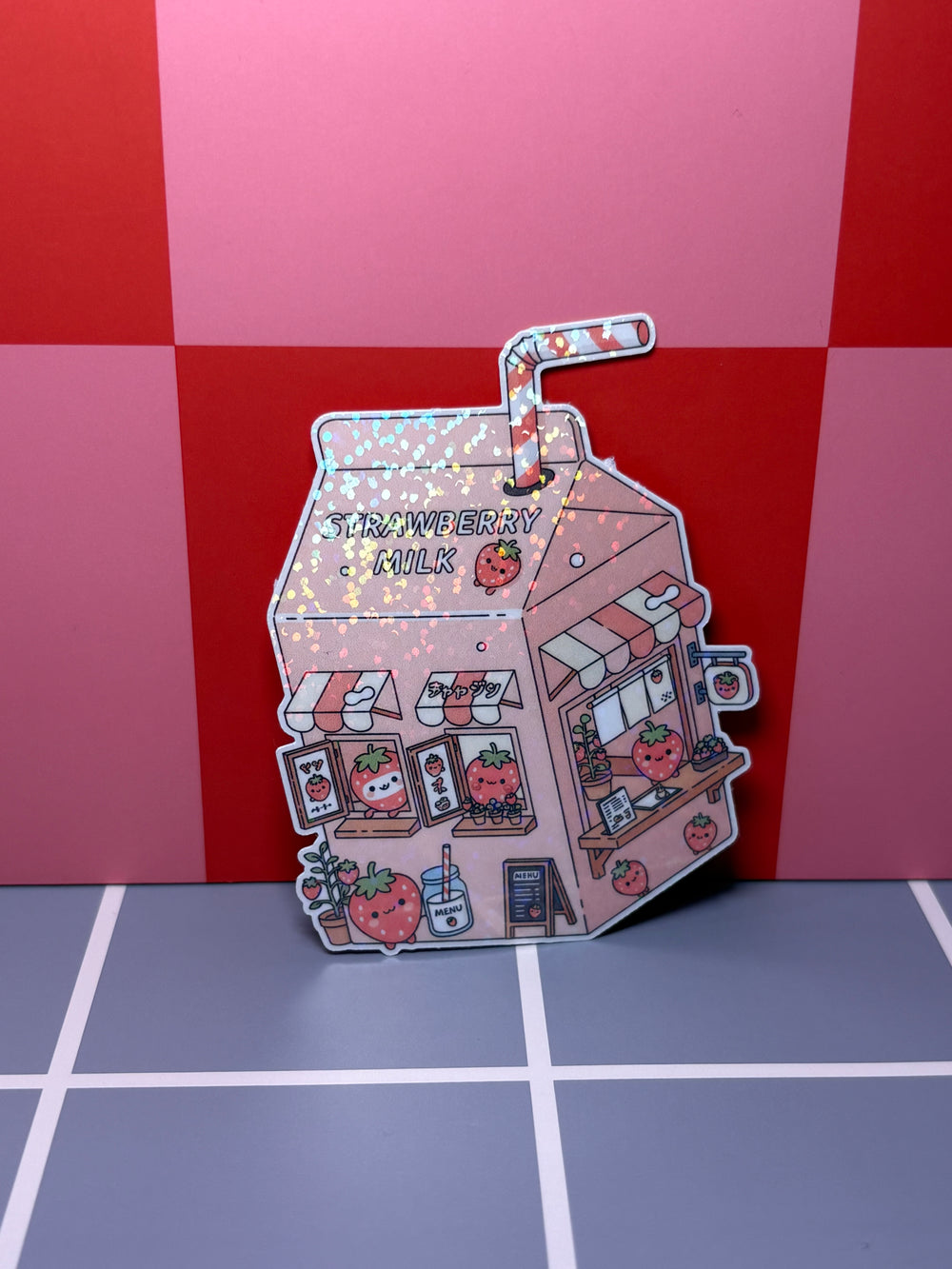 Strawberry Milk Carton- Sticker