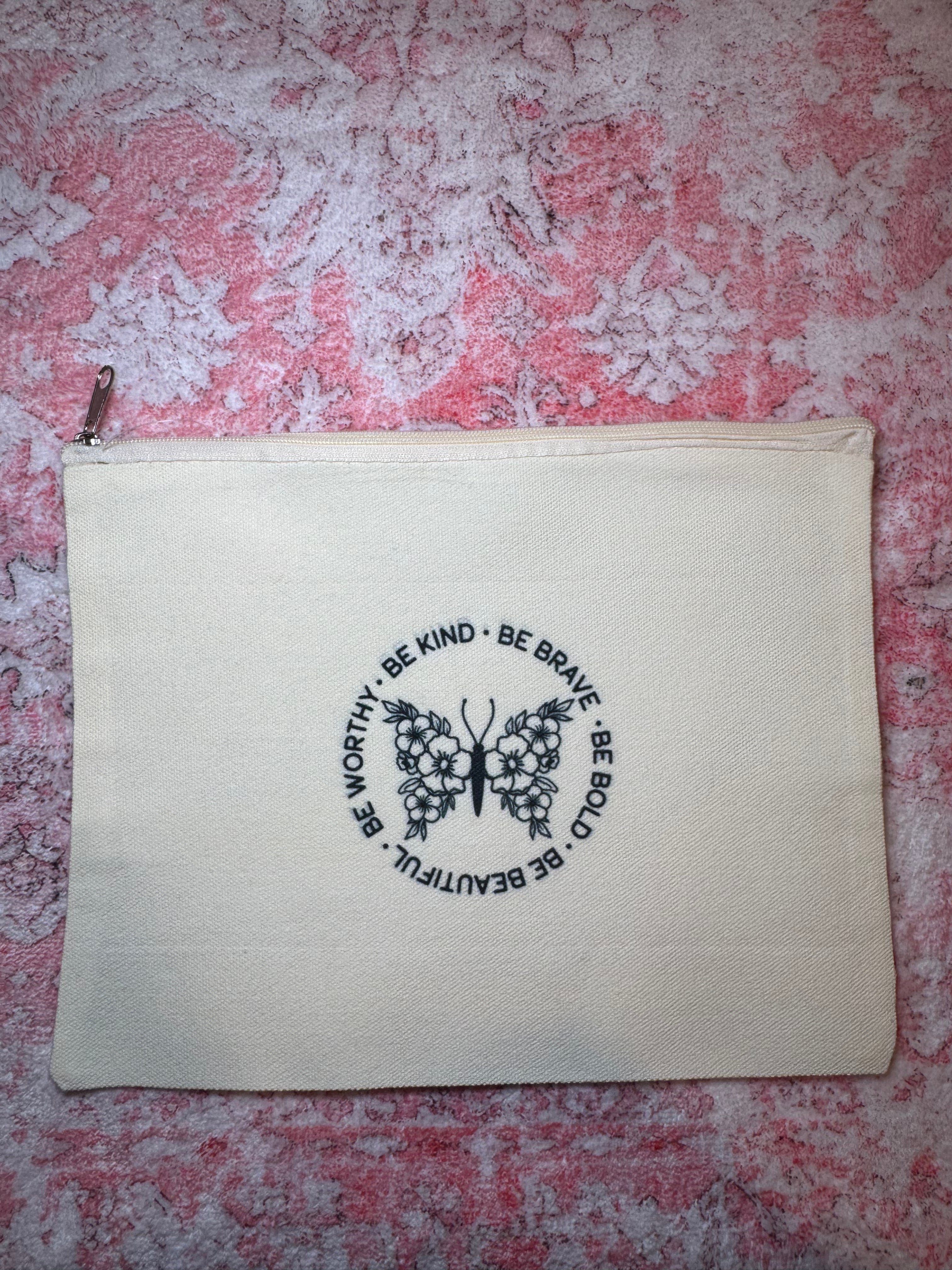 Be Worthy. Be Kind. Be Brave. Be Bold. Be Beautiful. - Medium Canvas Pouch