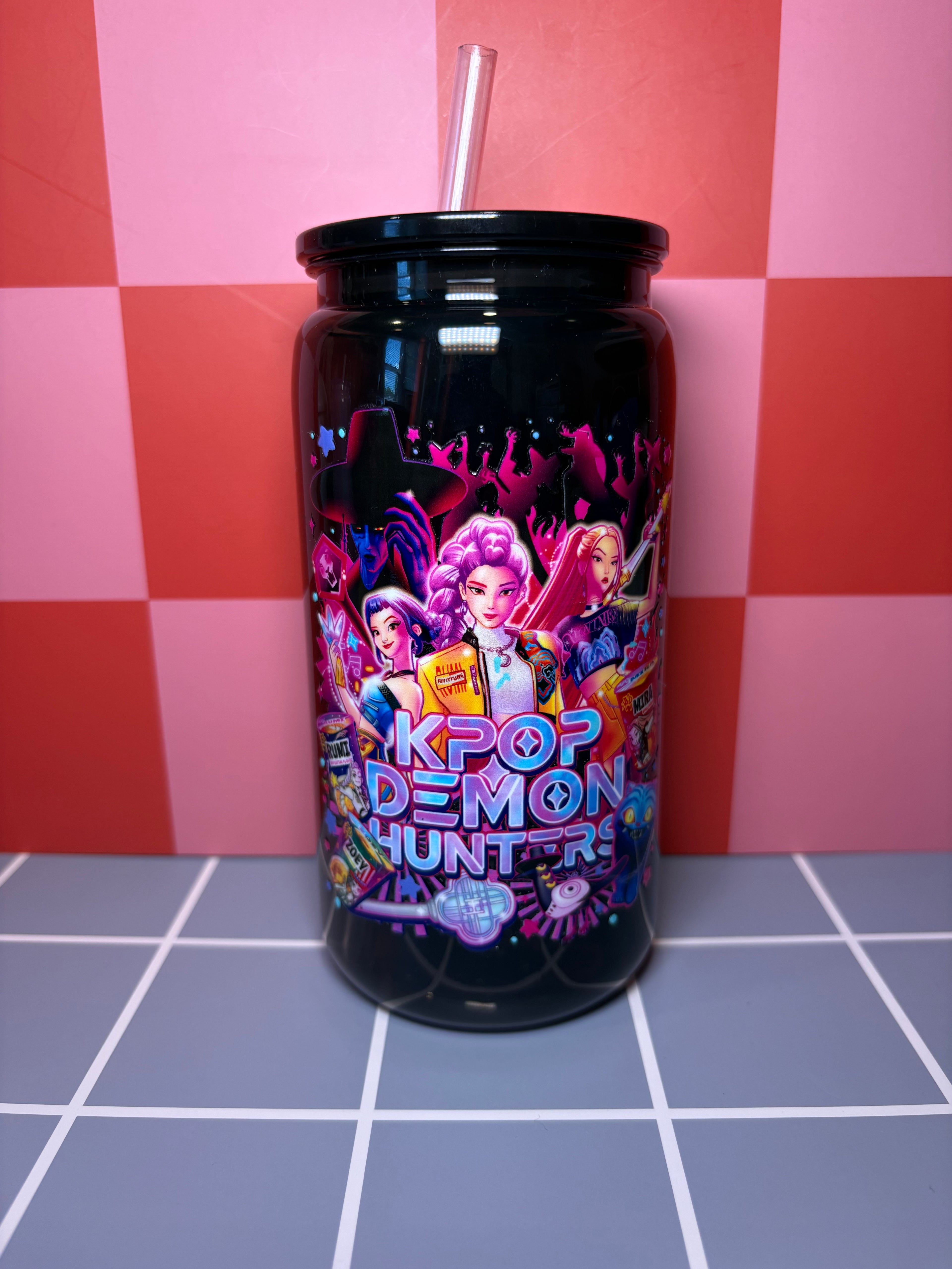Kpop Demon Hunters (Black)  - 16 Oz Acrylic Can