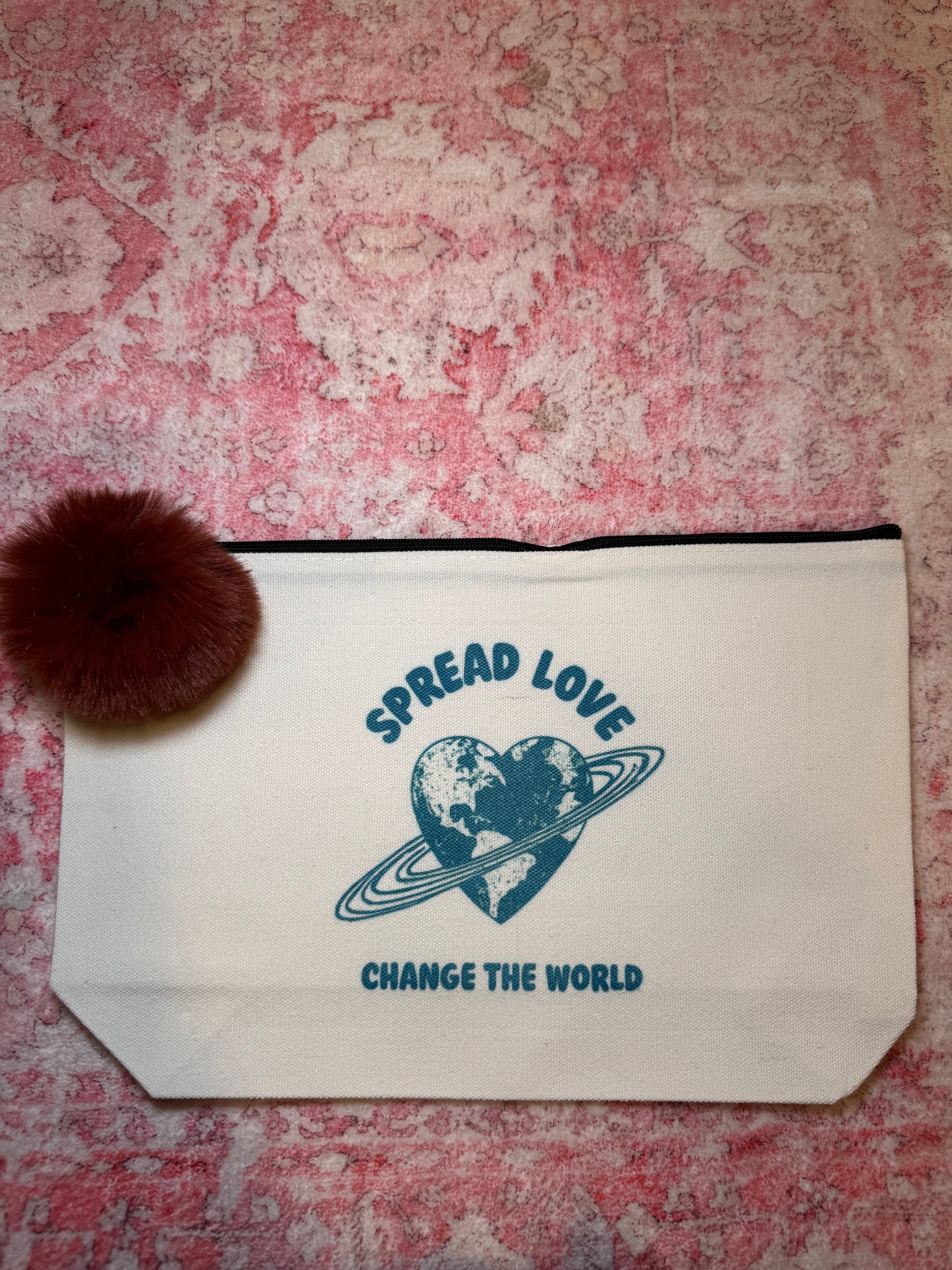 Spread Love, Change the World - Large Canvas Pouch