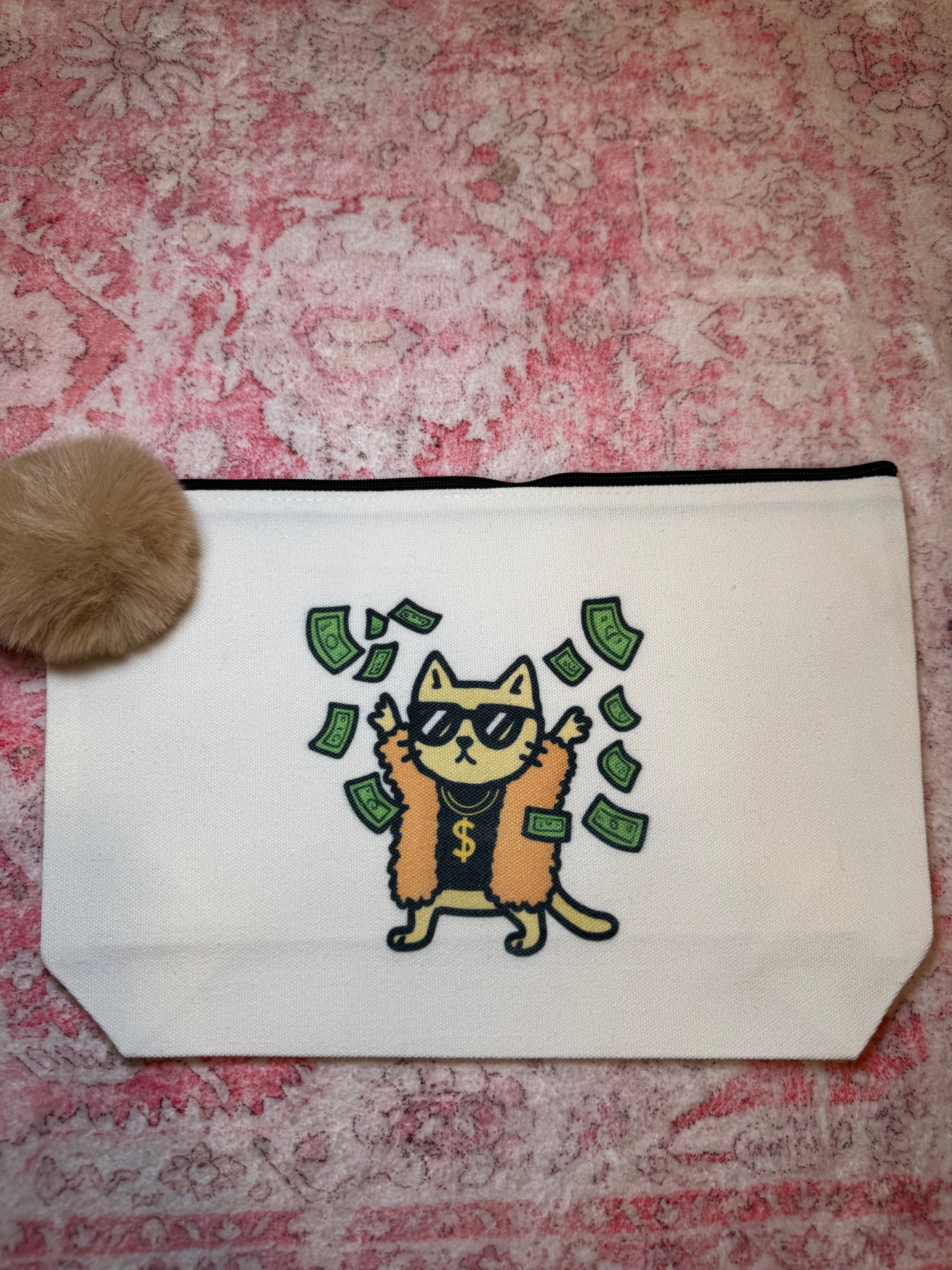 Money Cat - Large Canvas Pouch